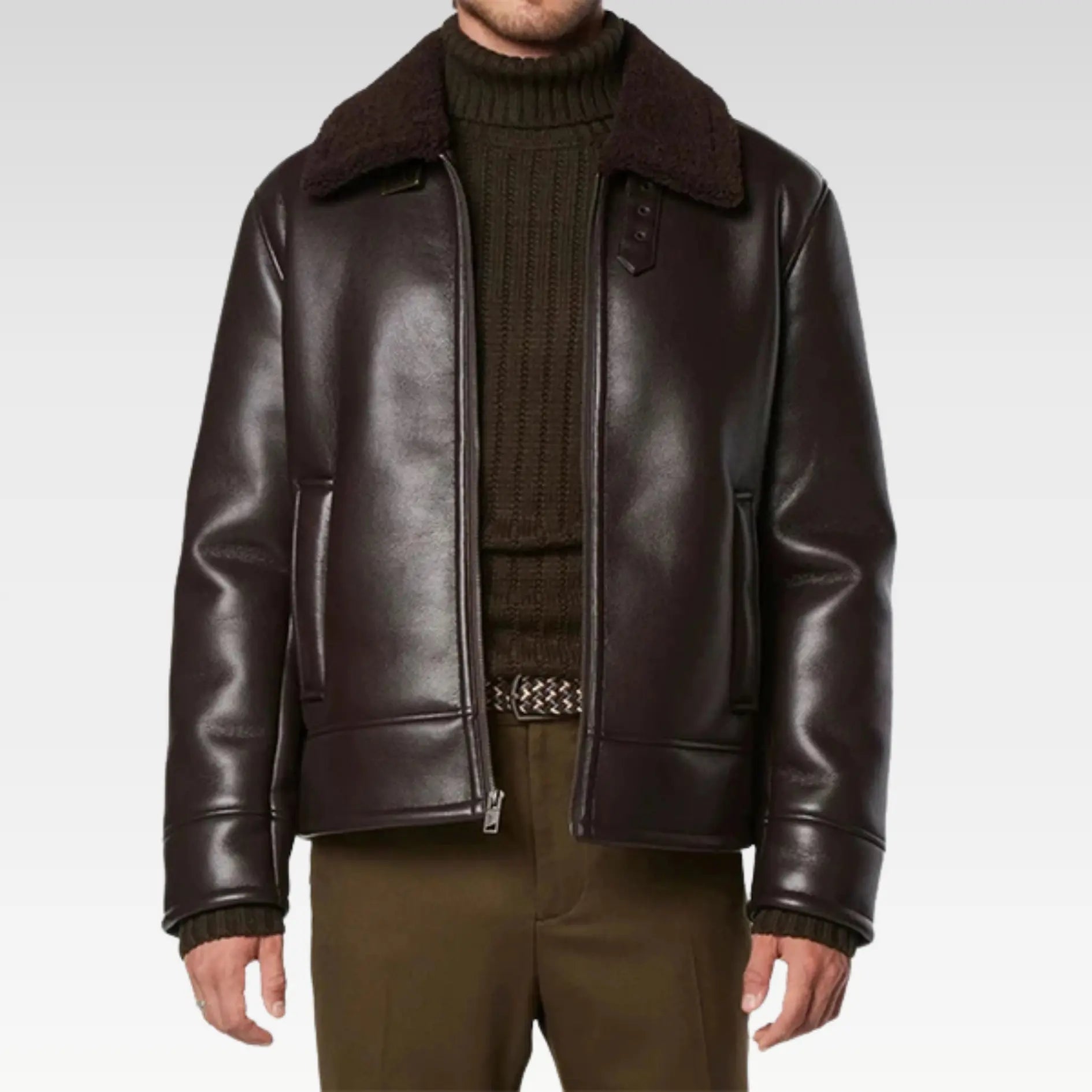 Mens Brown Leather Pilot Jacket