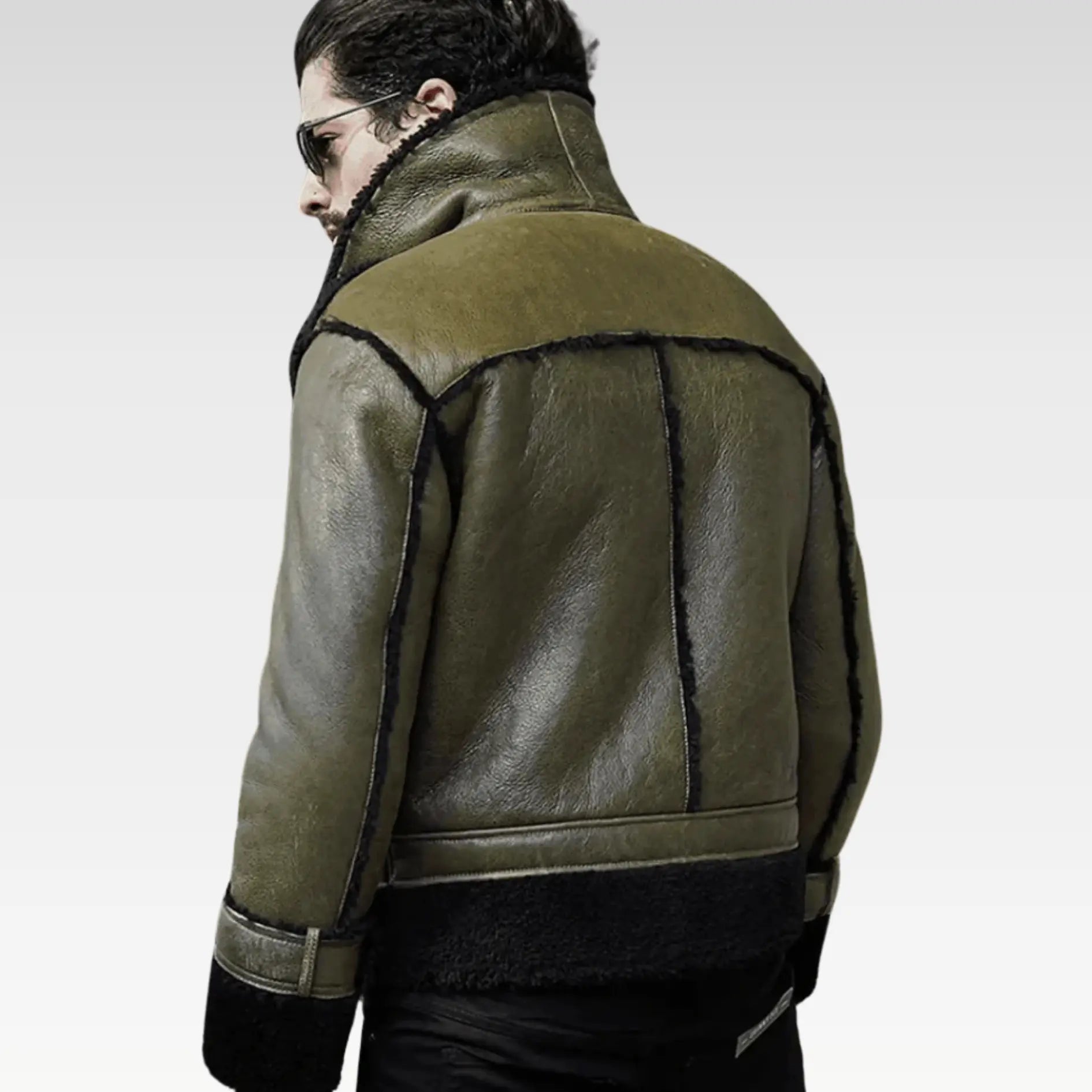 Mens Green RAF Sheepskin Shearling Aviator Jacket