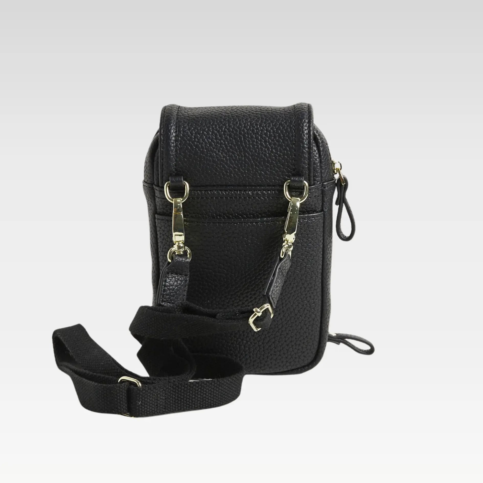 Netty Pop Fold Over Black Phone Crossbody Bag