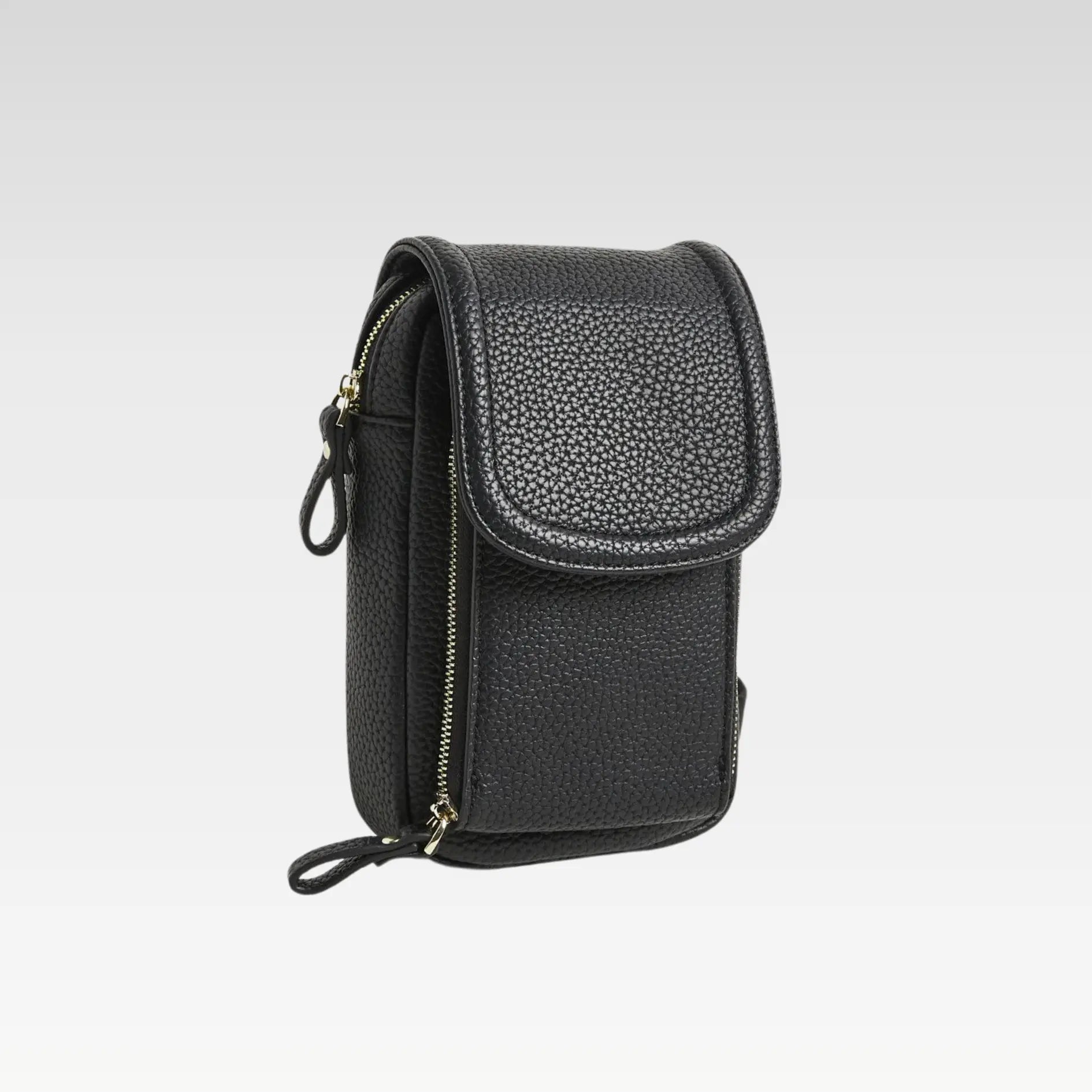 Netty Pop Fold Over Black Phone Crossbody Bag