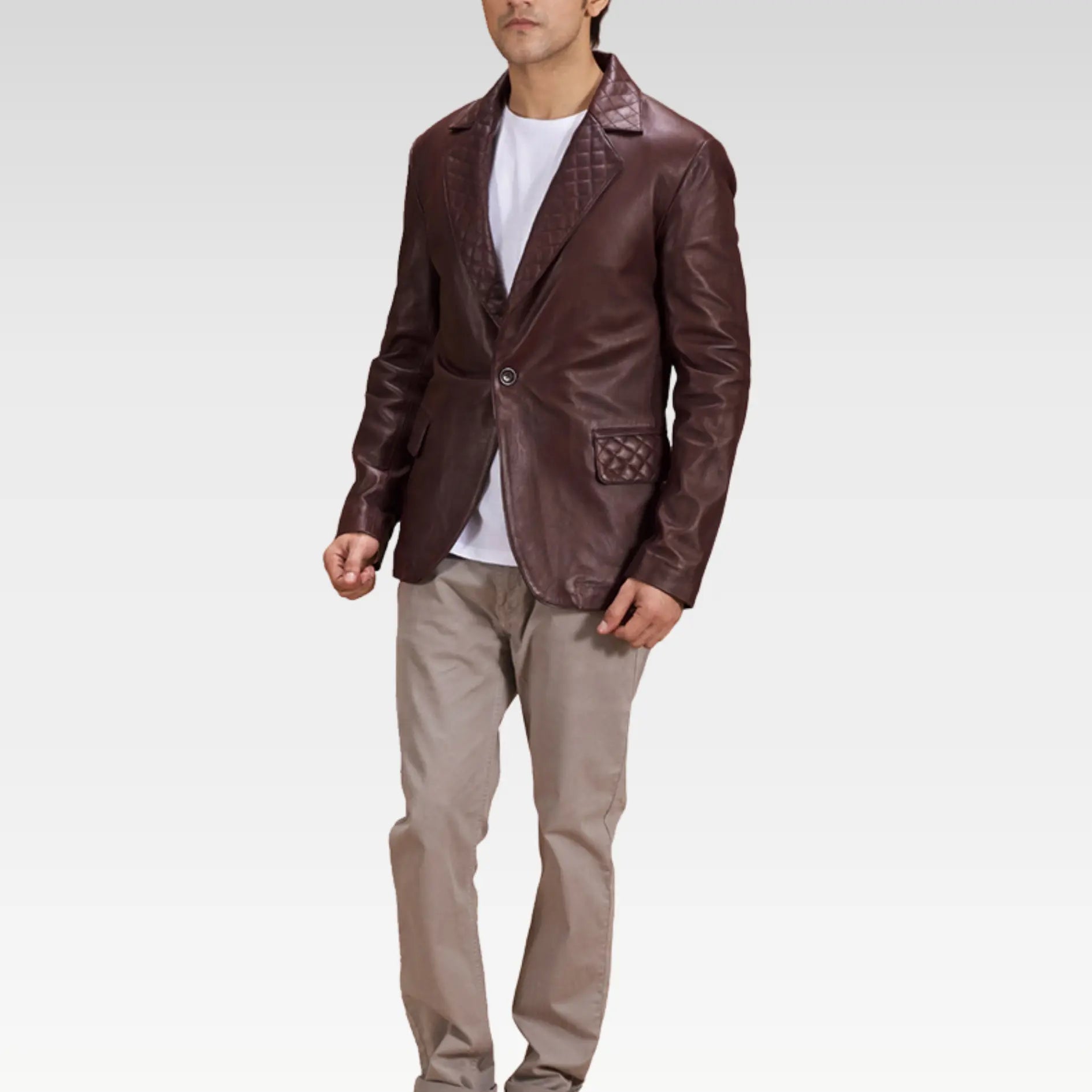 Radaron Quilted Maroon Leather Blazer