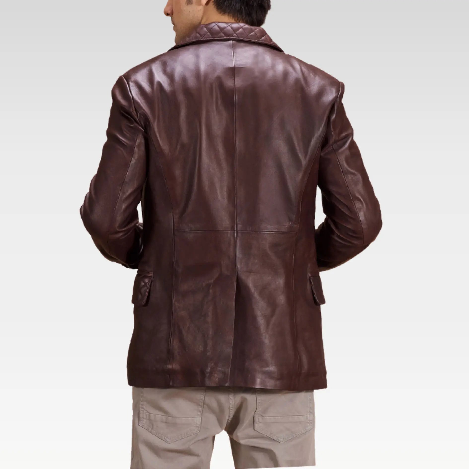 Radaron Quilted Maroon Leather Blazer
