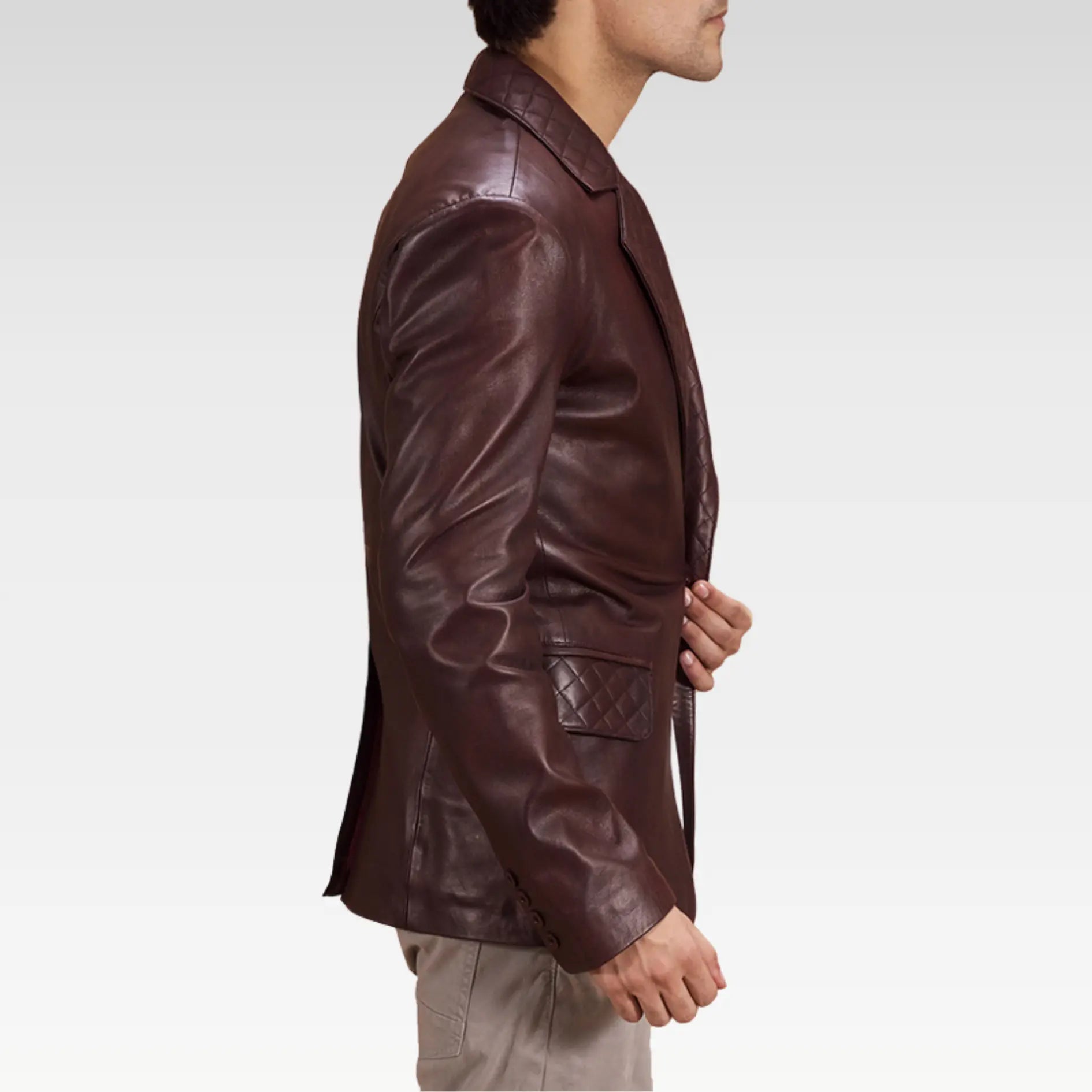 Radaron Quilted Maroon Leather Blazer