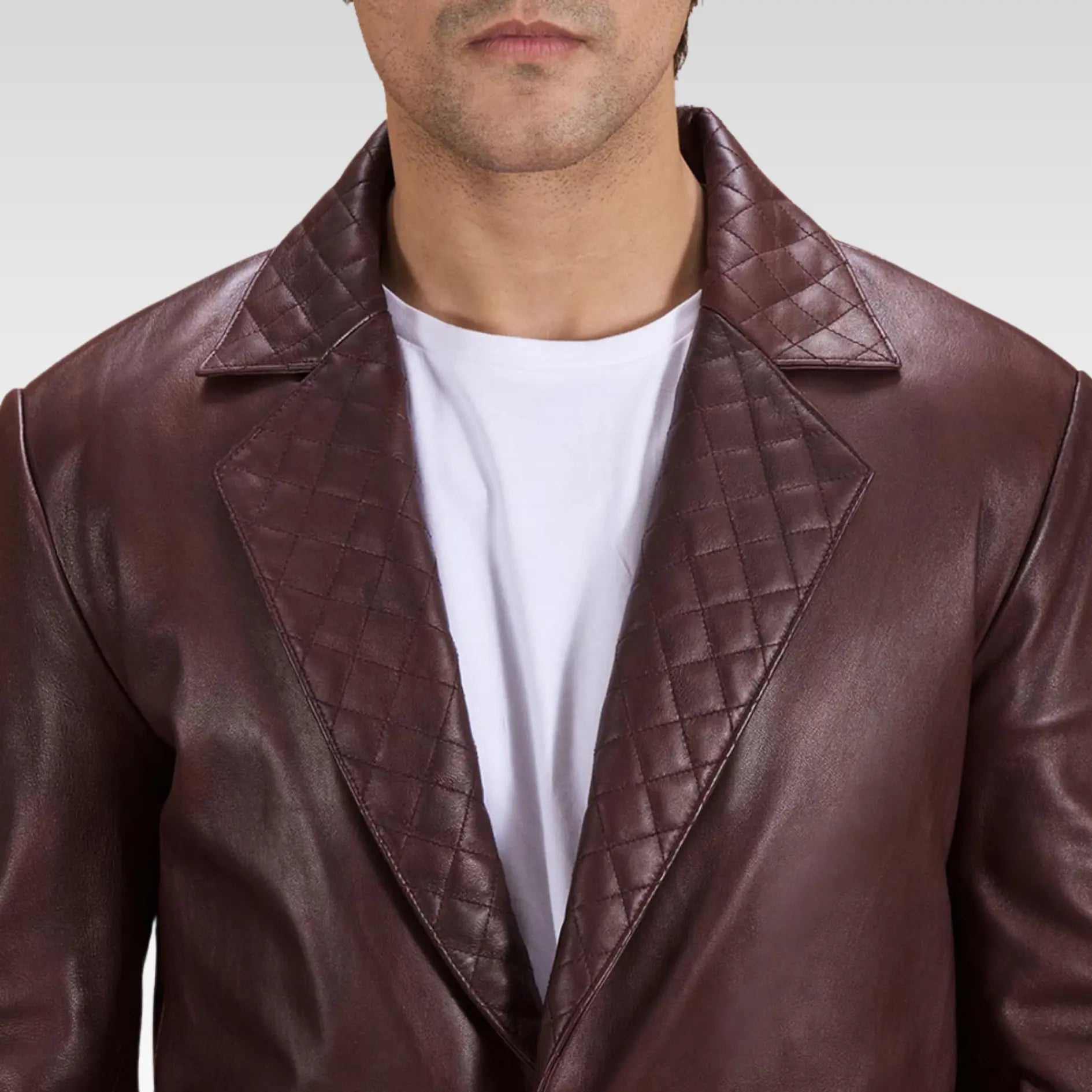 Radaron Quilted Maroon Leather Blazer