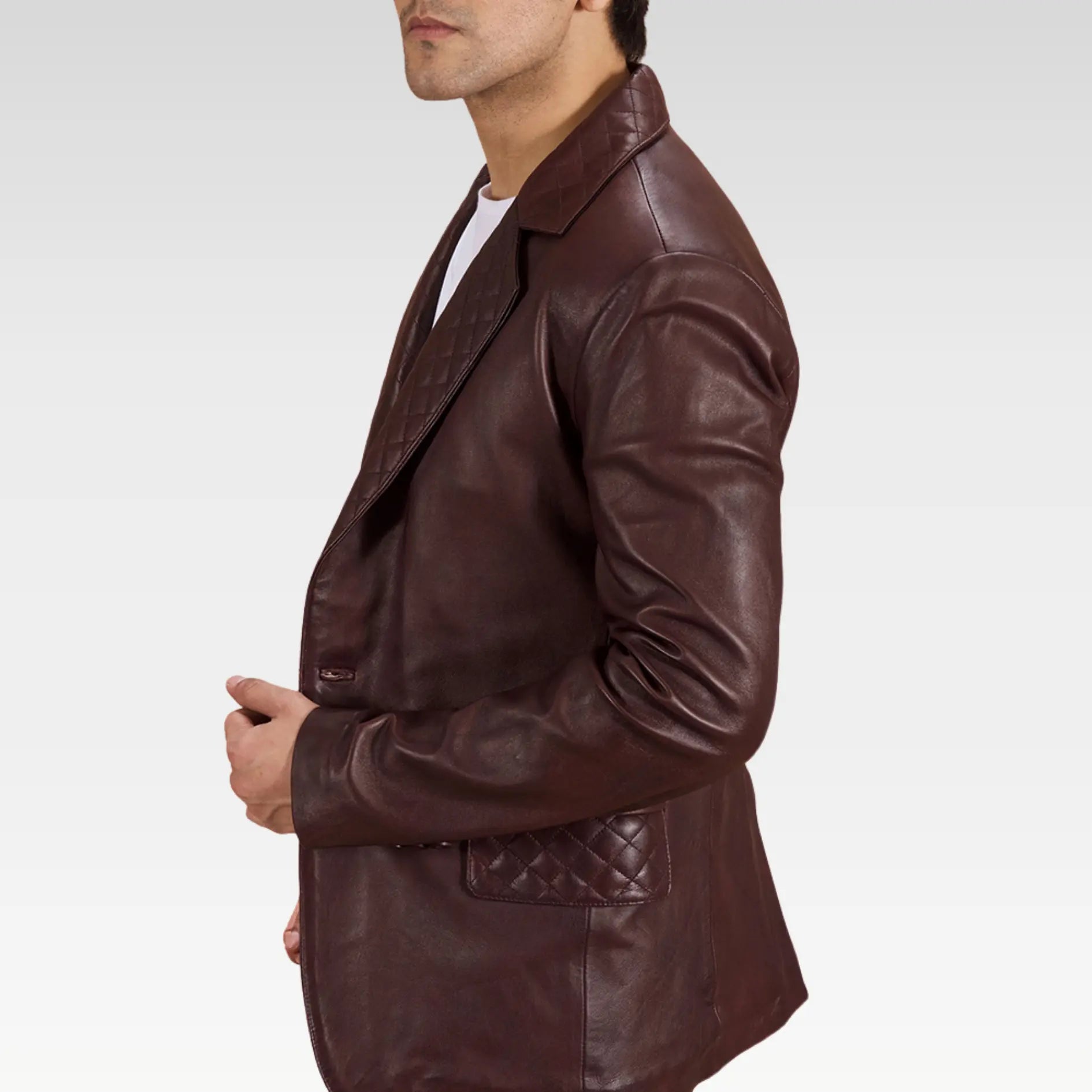 Radaron Quilted Maroon Leather Blazer