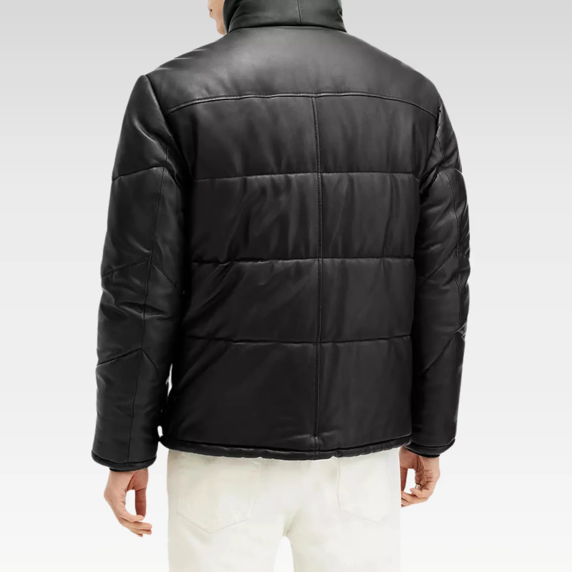Raya Leather Quilted Full Zip Puffer Jacket