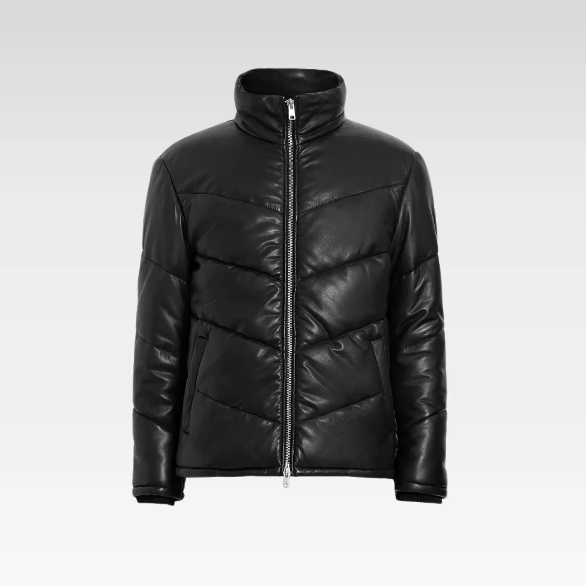 Raya Leather Quilted Full Zip Puffer Jacket