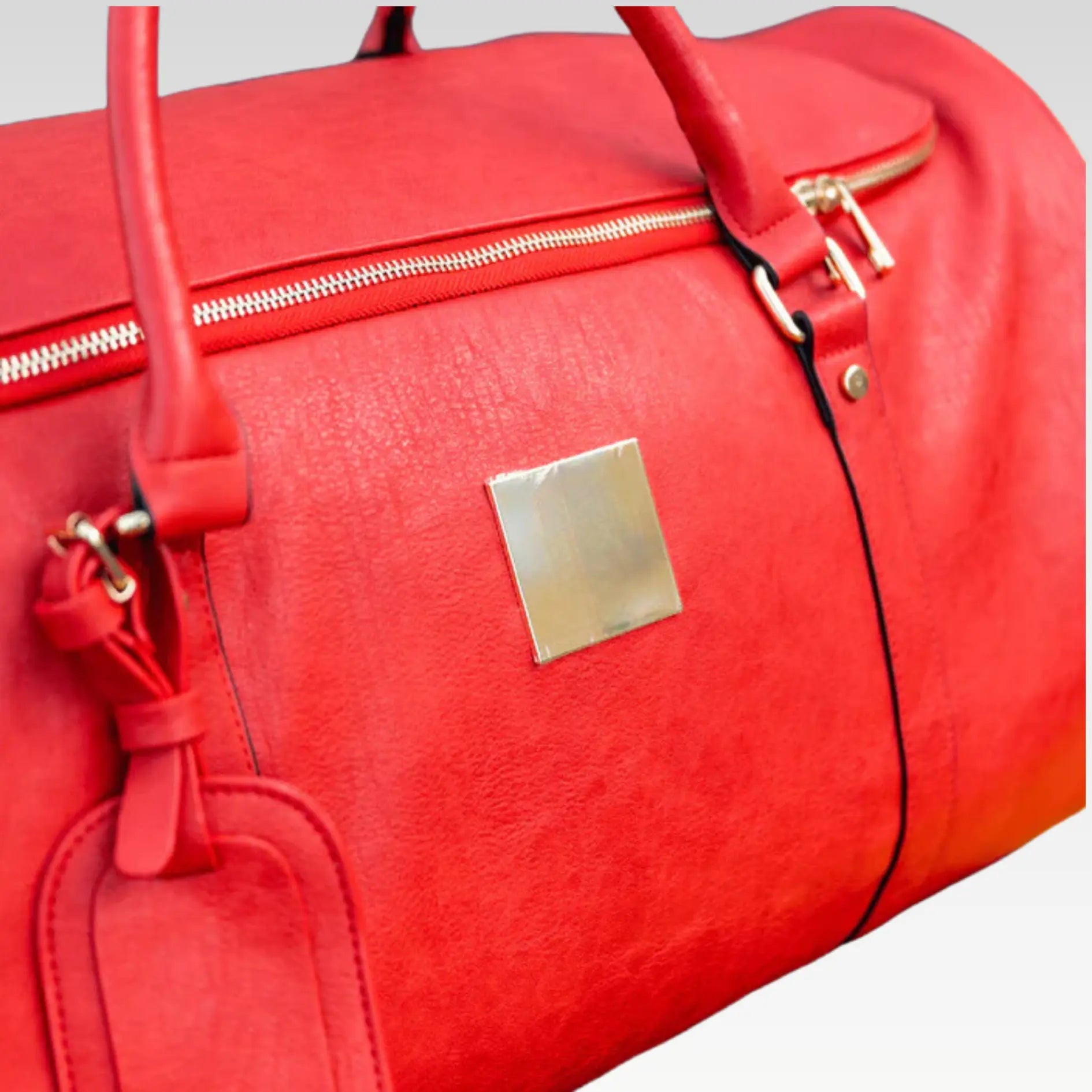 Red Tumbled Leather Duffle Bag
