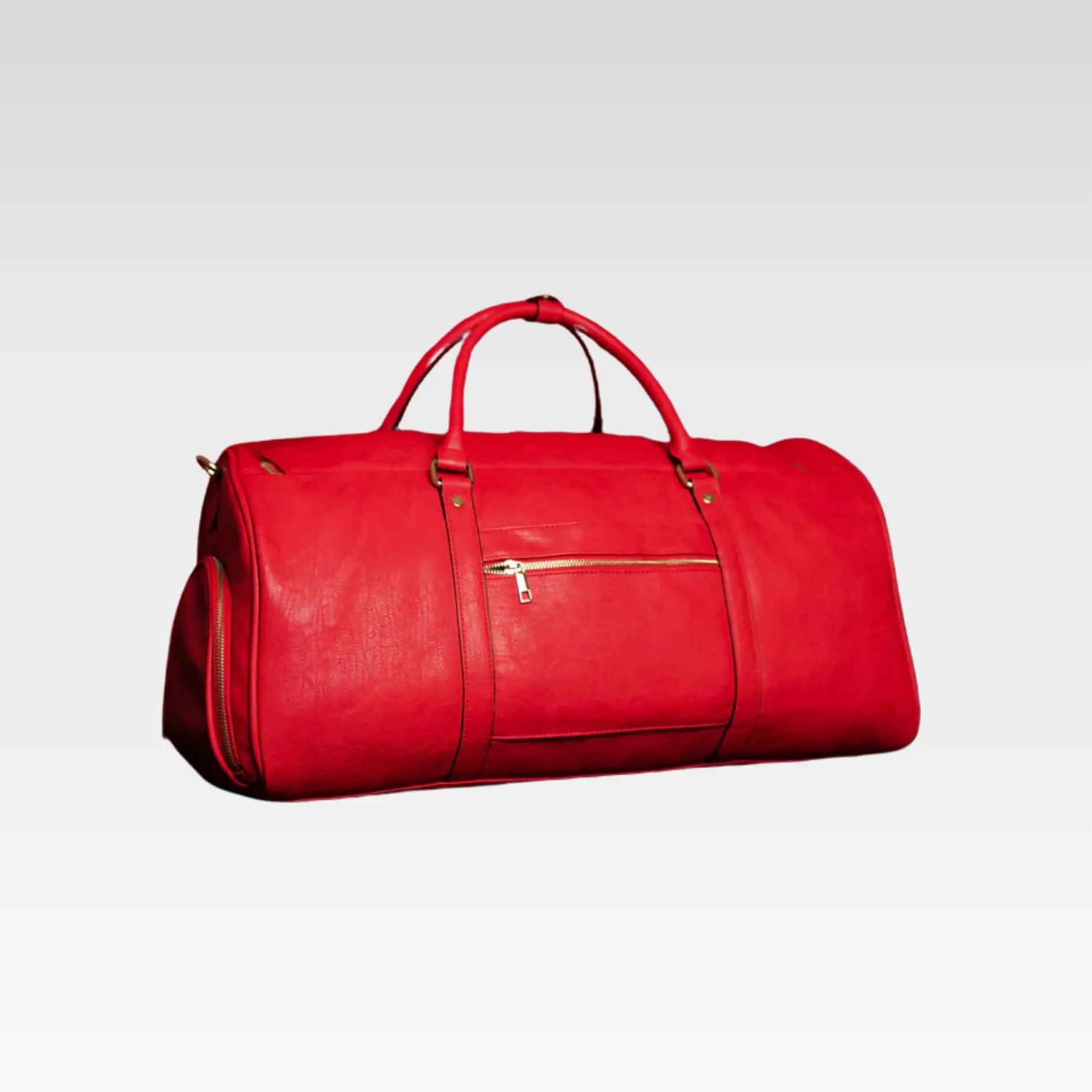 Red Tumbled Leather Duffle Bag