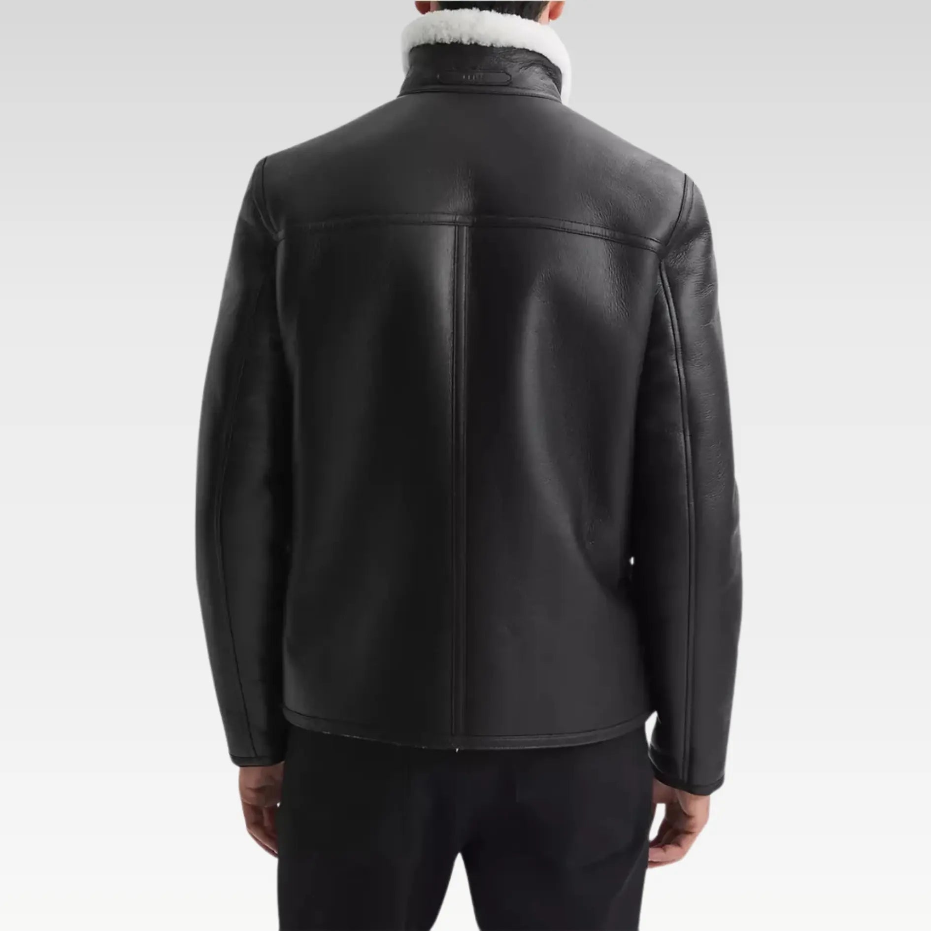 Richard Black Trimmed Shearling Leather Jacket