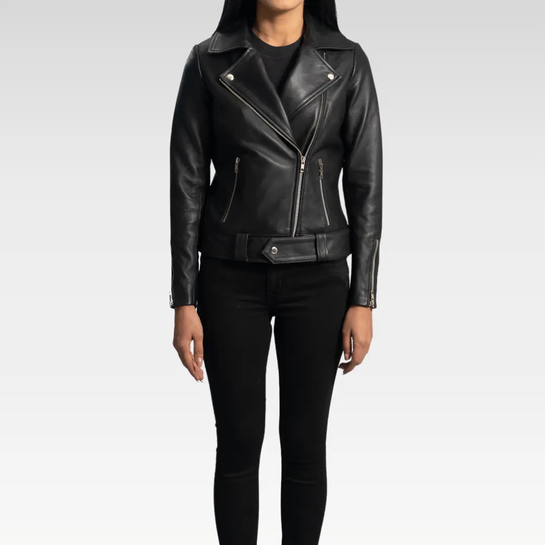 Rumy Black Leather Biker Jacket