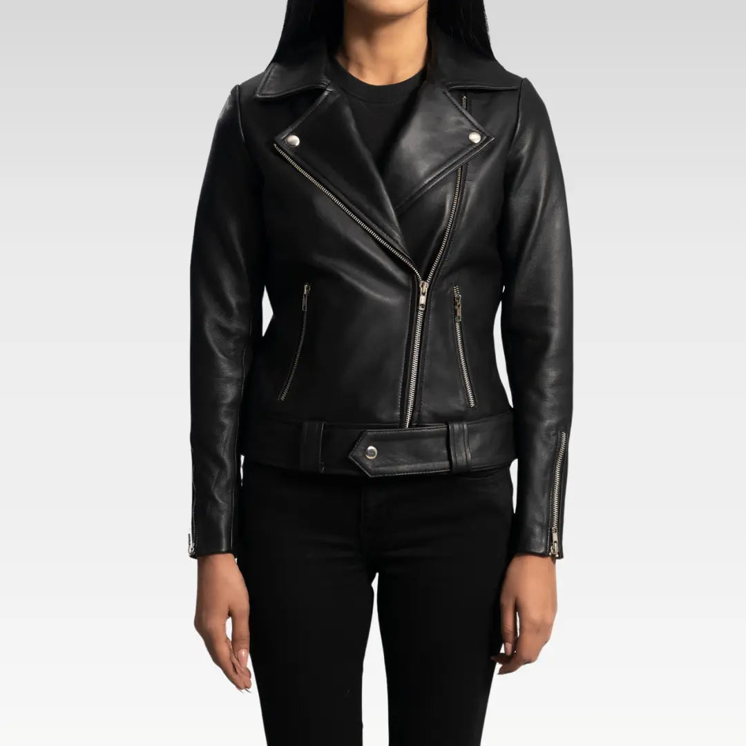 Rumy Black Leather Biker Jacket