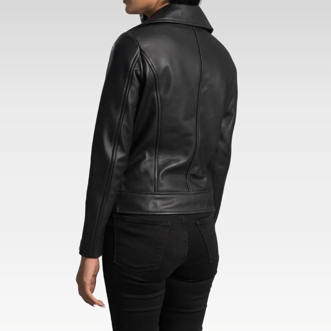 Rumy Black Leather Biker Jacket