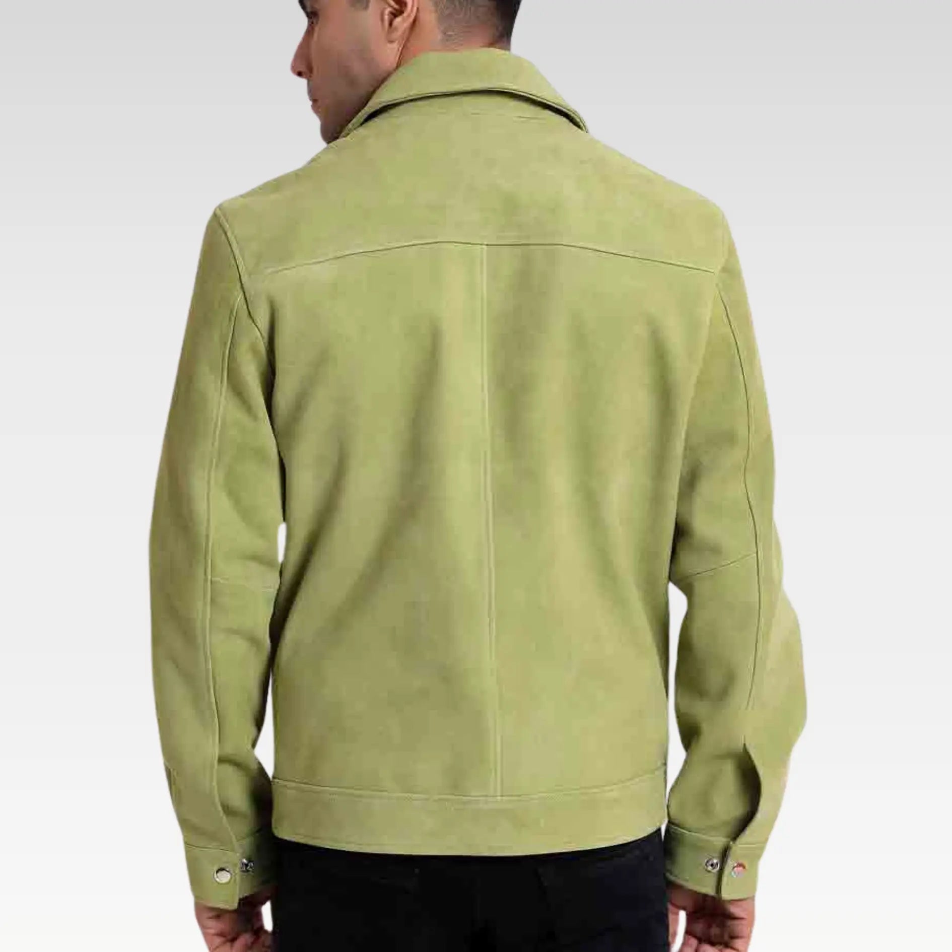 Lime Suede Leather Jacket With Collars
