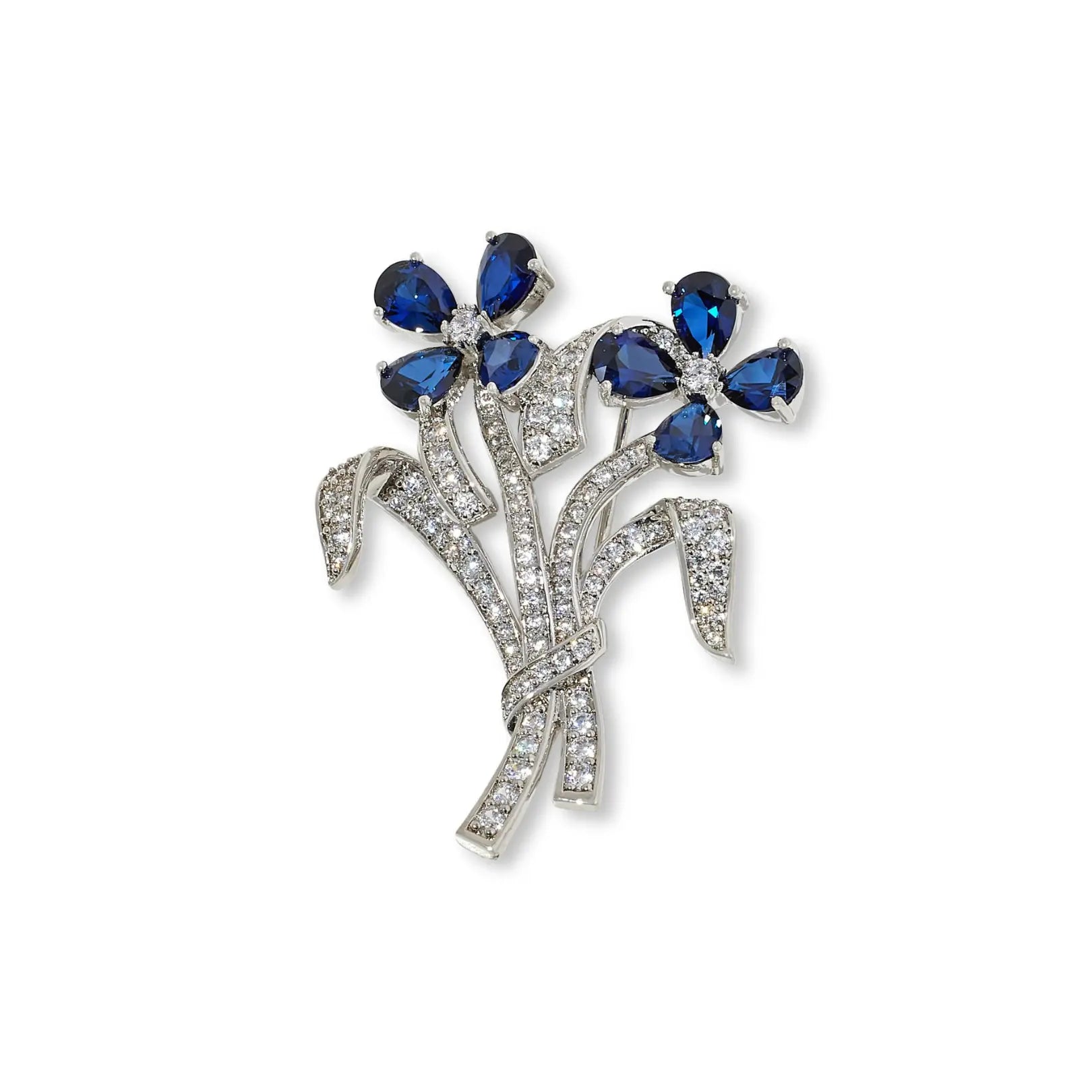 Sapphire Flower Brooch
