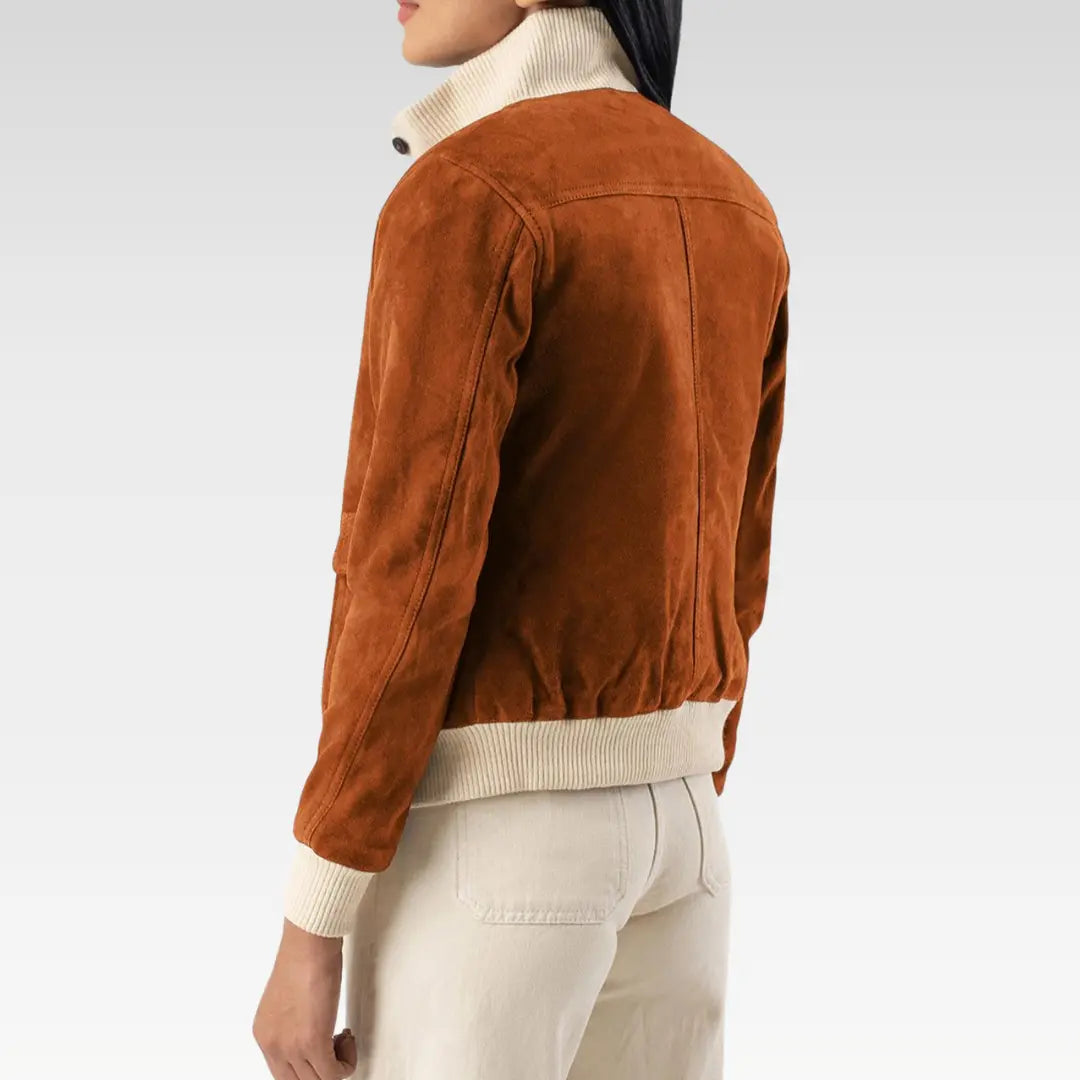 Sasha A1 Brown Suede Bomber Jacket