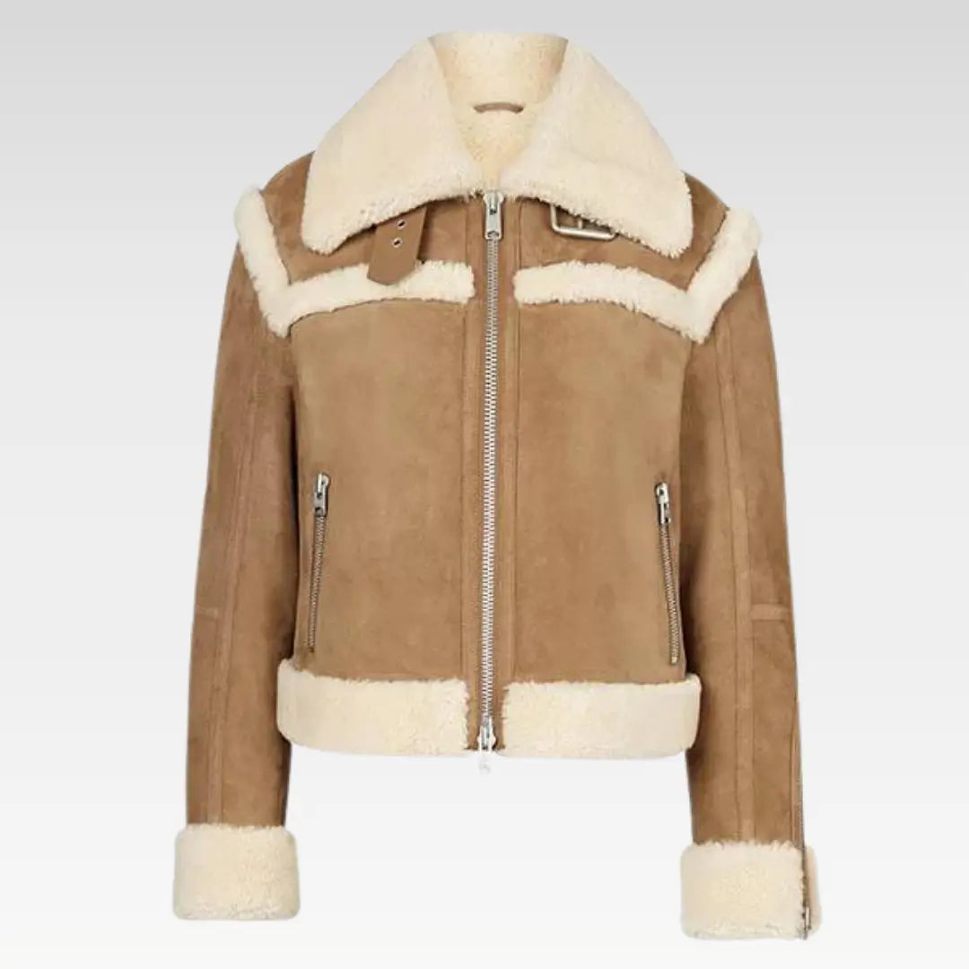 Shawna Suede Shearling Aviator Jacket