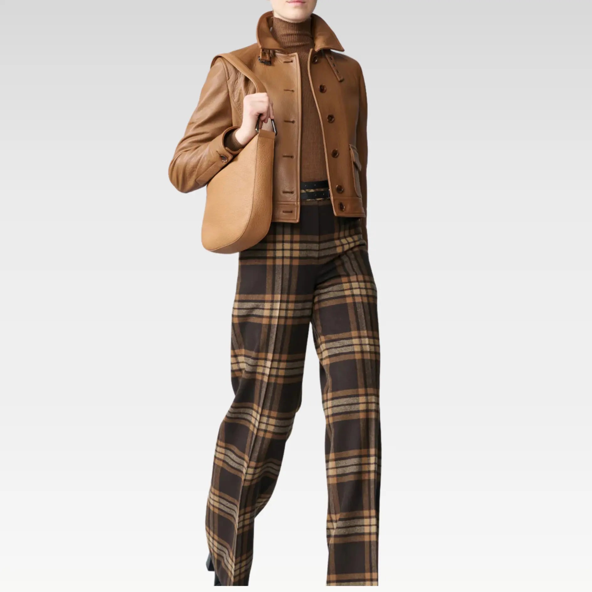 Short Bomber Leather Jacket