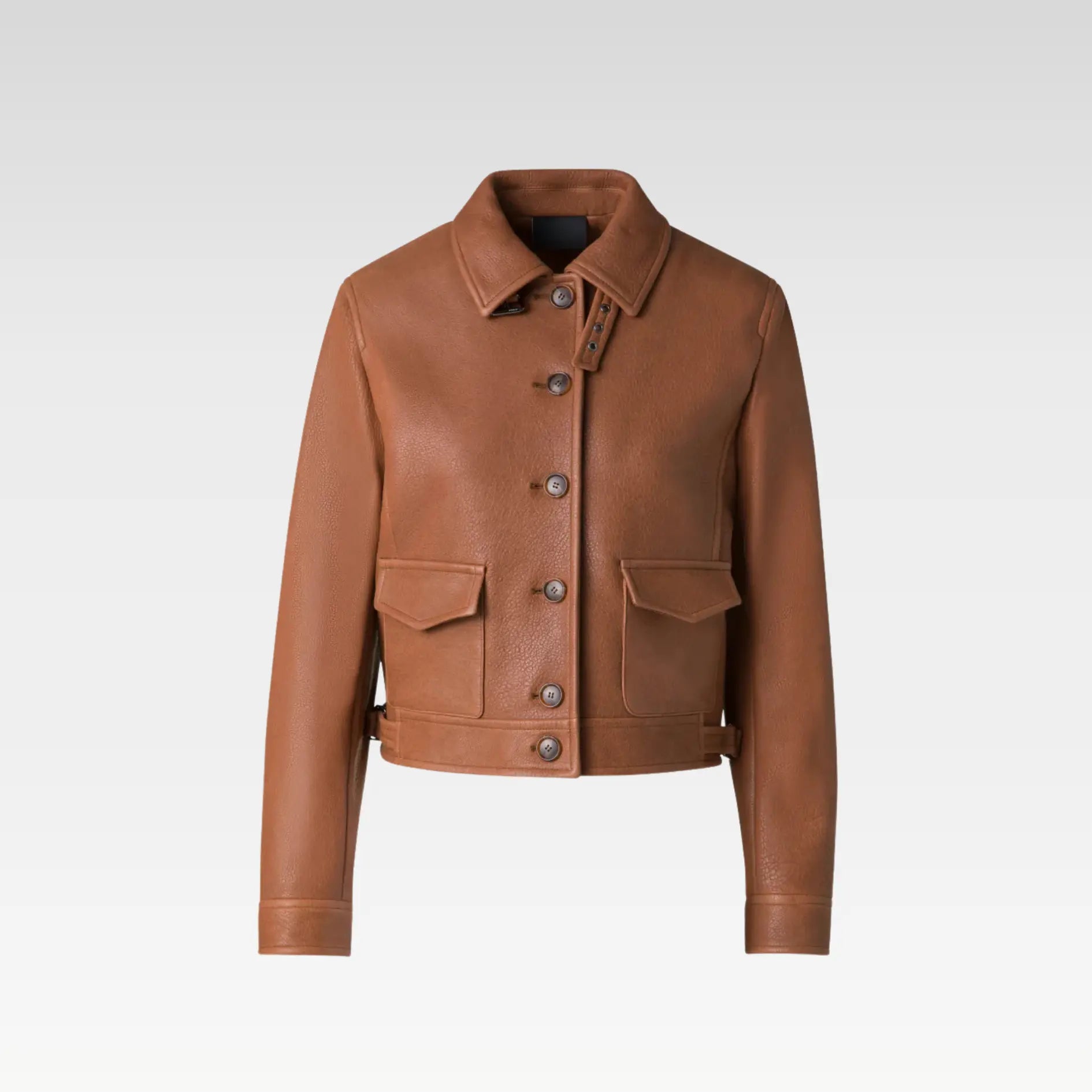 Short Bomber Leather Jacket
