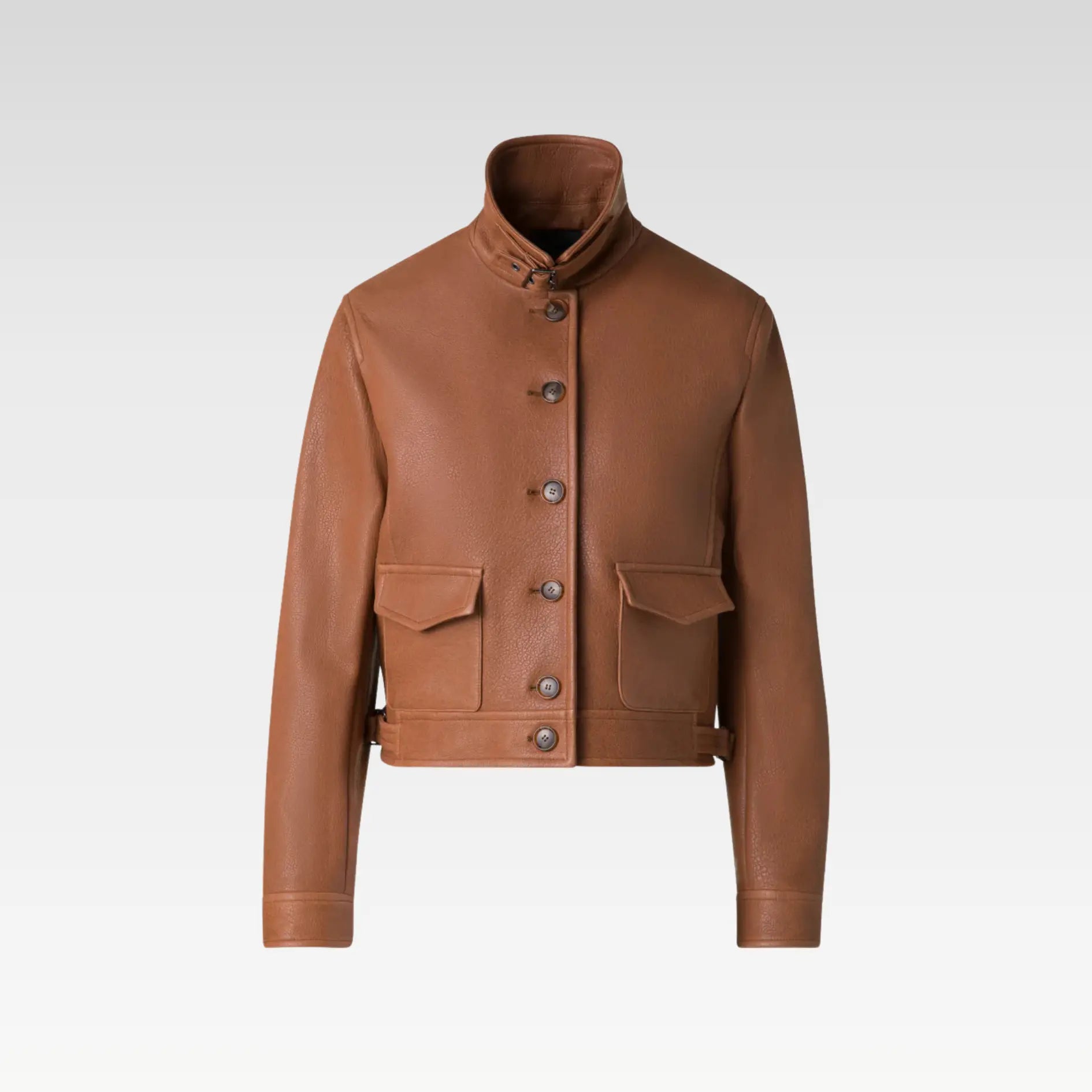 Short Bomber Leather Jacket