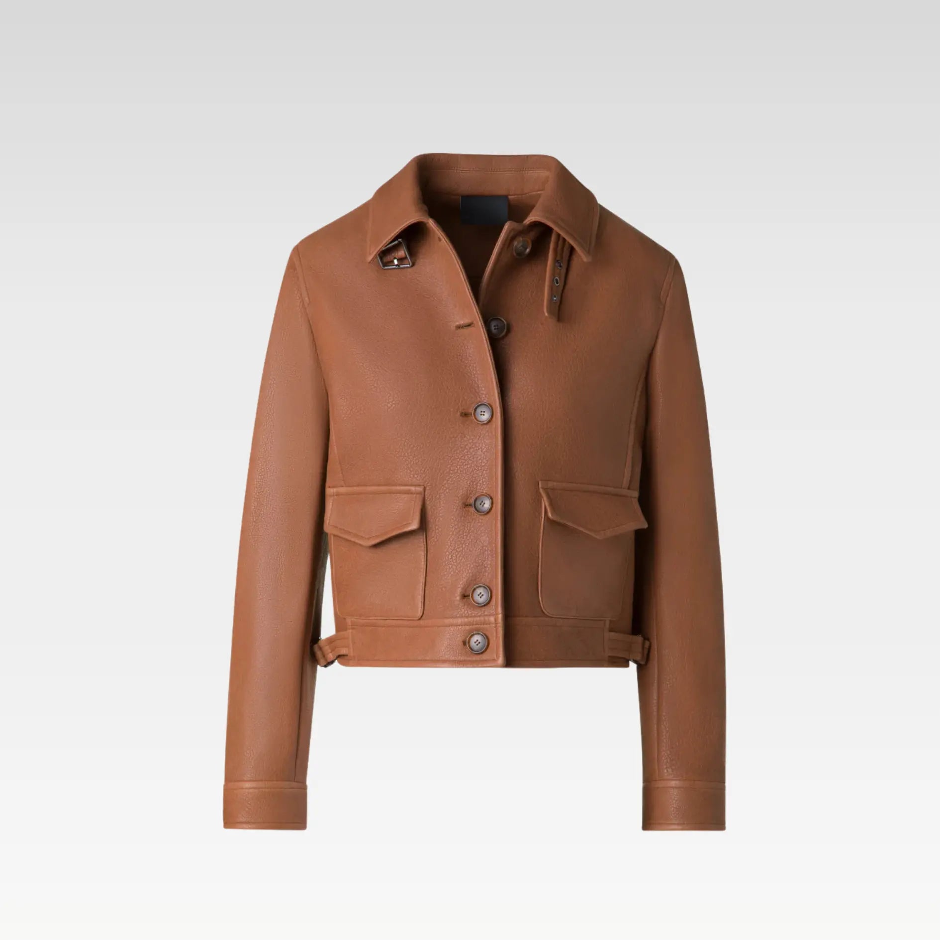 Short Bomber Leather Jacket