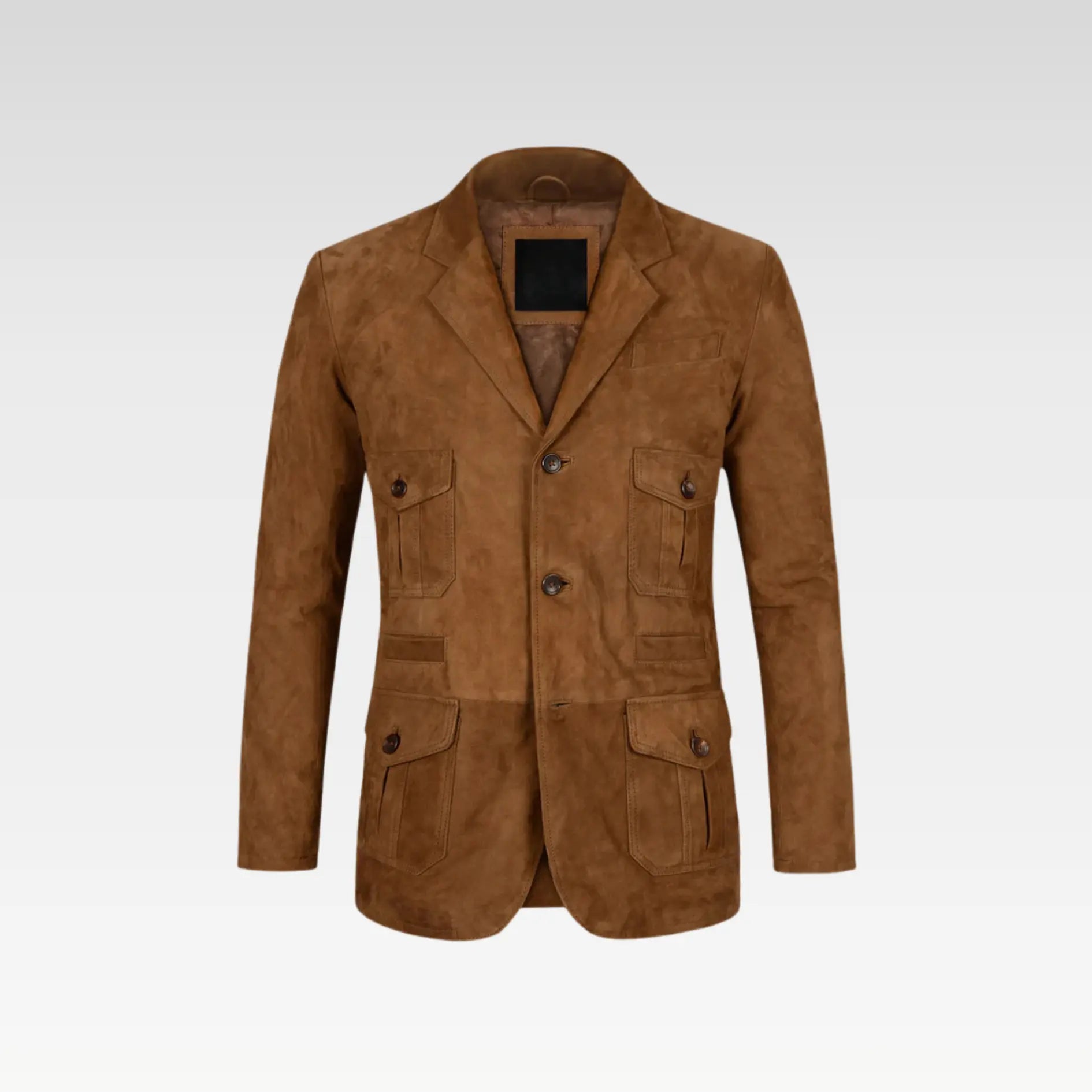 Soft Caramel Brown Suede Leather Blazer