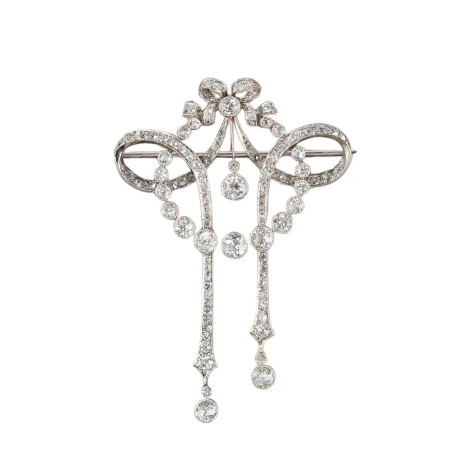 Vintage Round Cut White Sapphire Milgrain Brooch