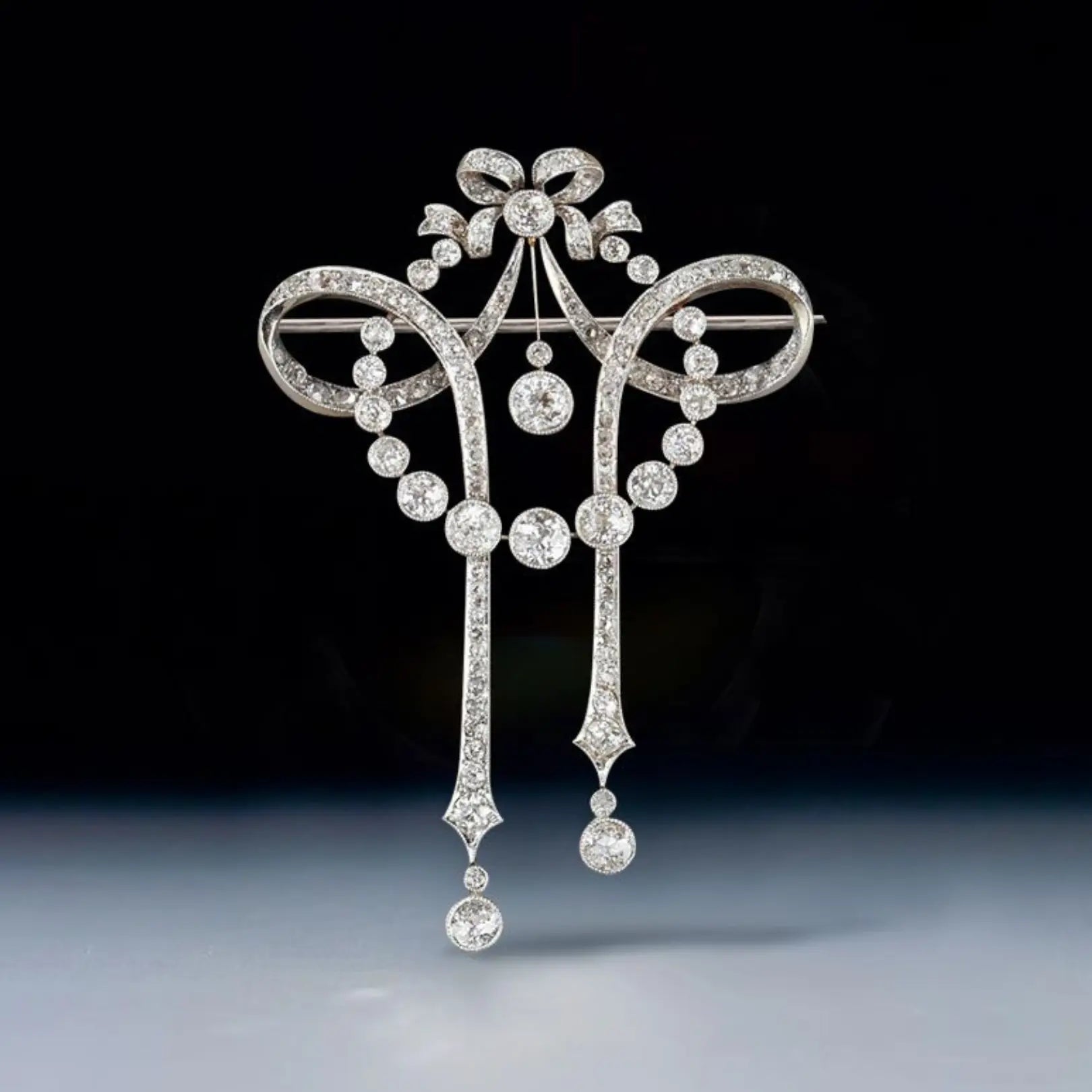 Vintage Round Cut White Sapphire Milgrain Brooch