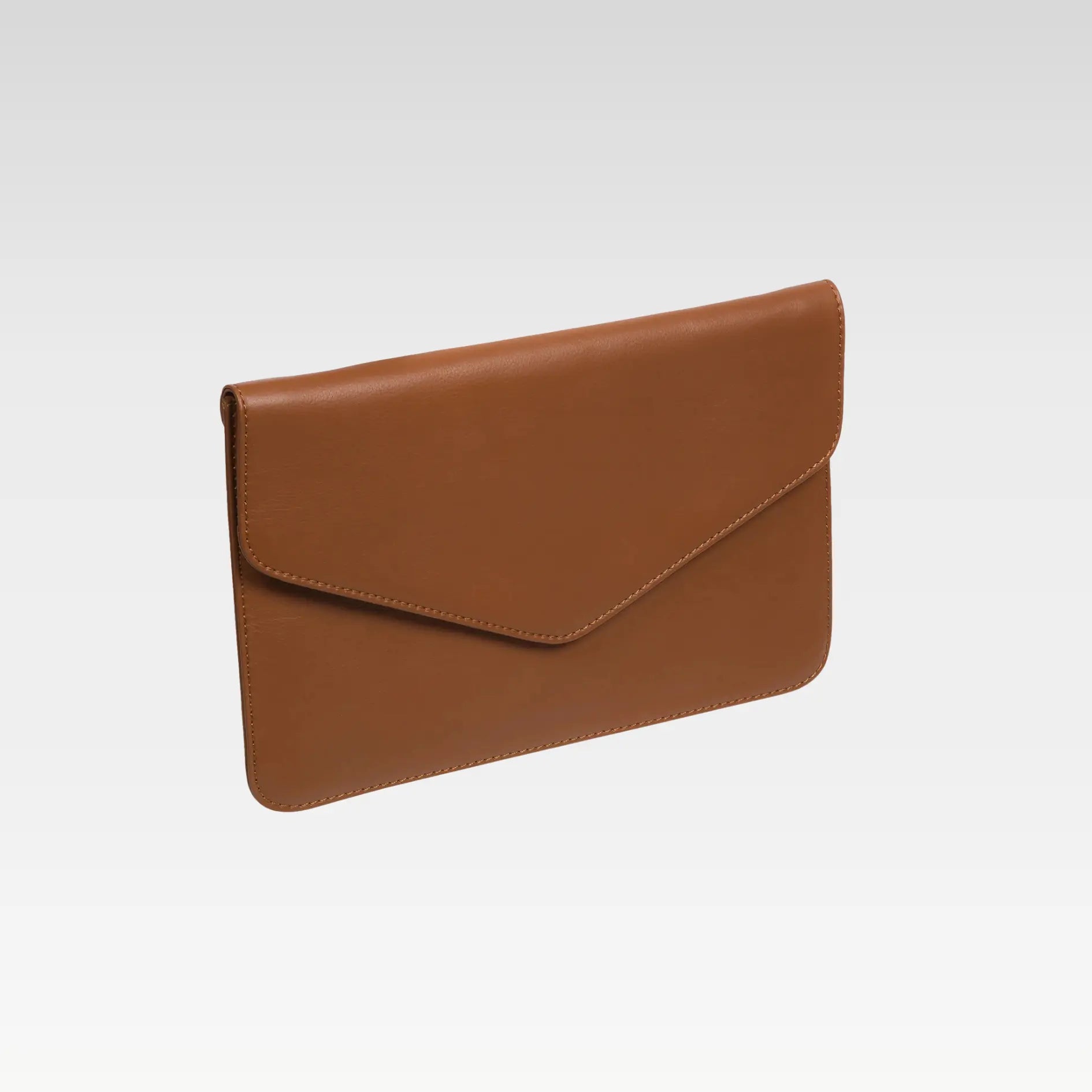 Viviane' Tan Leather Clutch Bag