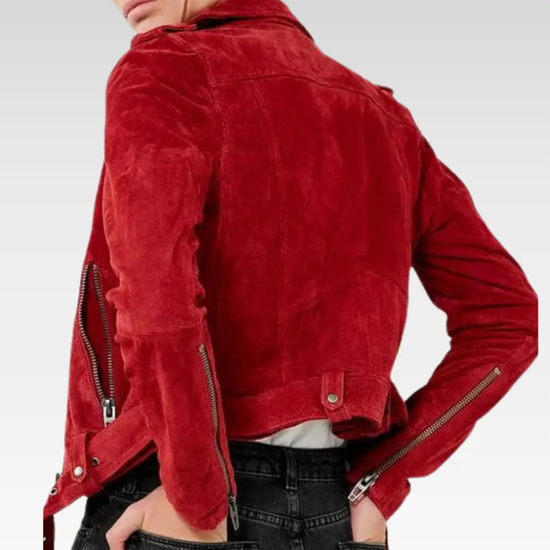 WOMEN’S RED SUEDE LEATHER JACKET
