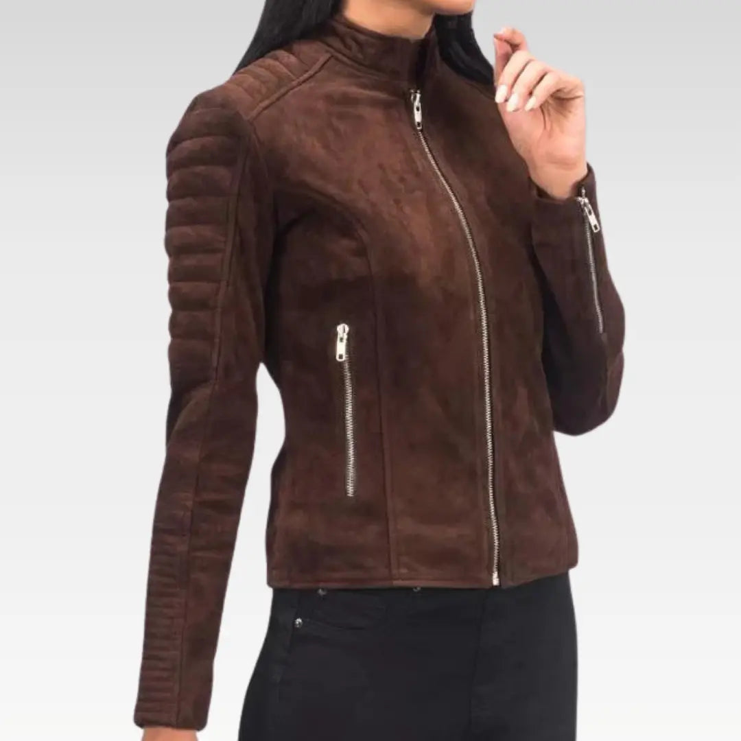 WOMEN’S SUEDE BROWN LEATHER JACKET
