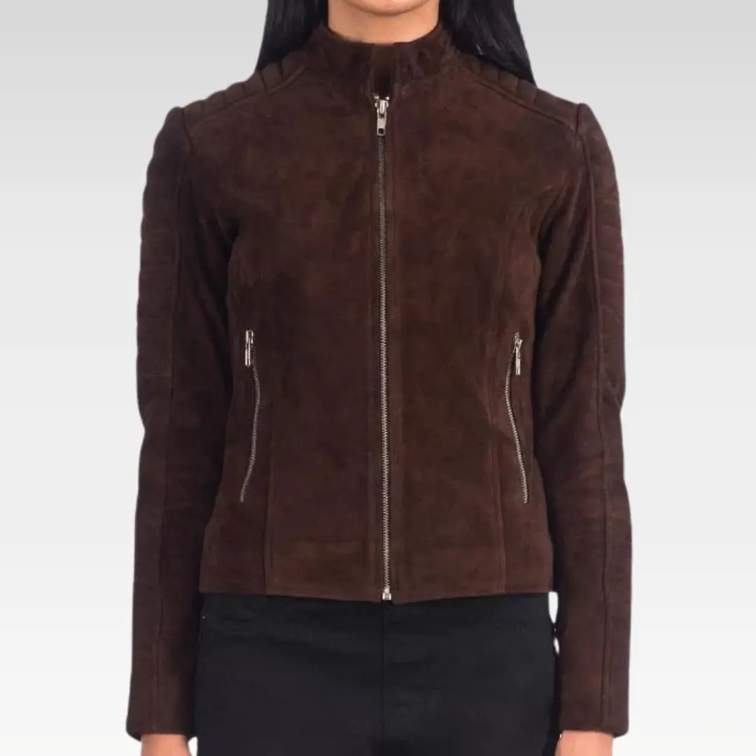 WOMEN’S SUEDE BROWN LEATHER JACKET