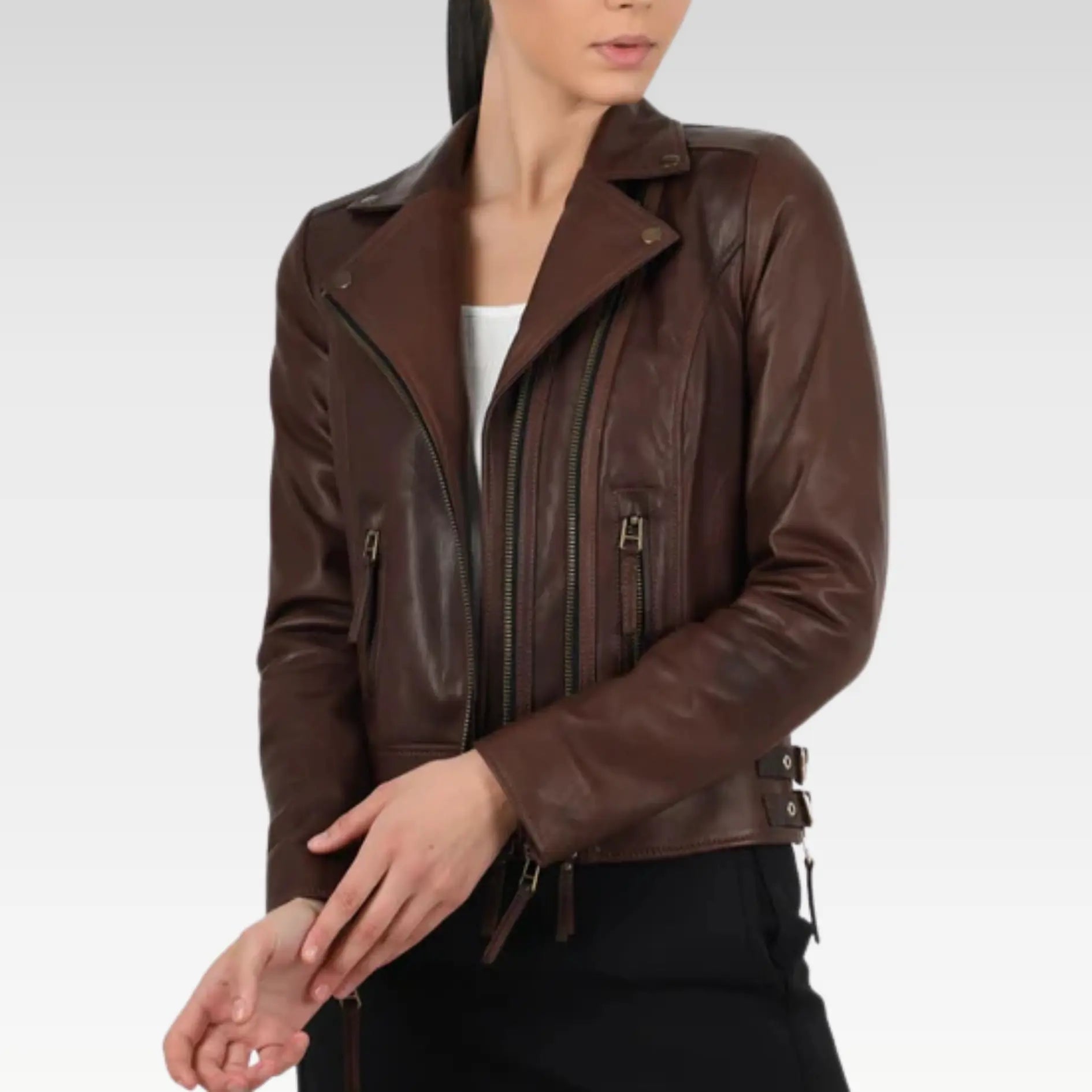 Vax Brown Classic Biker Leather Jacket