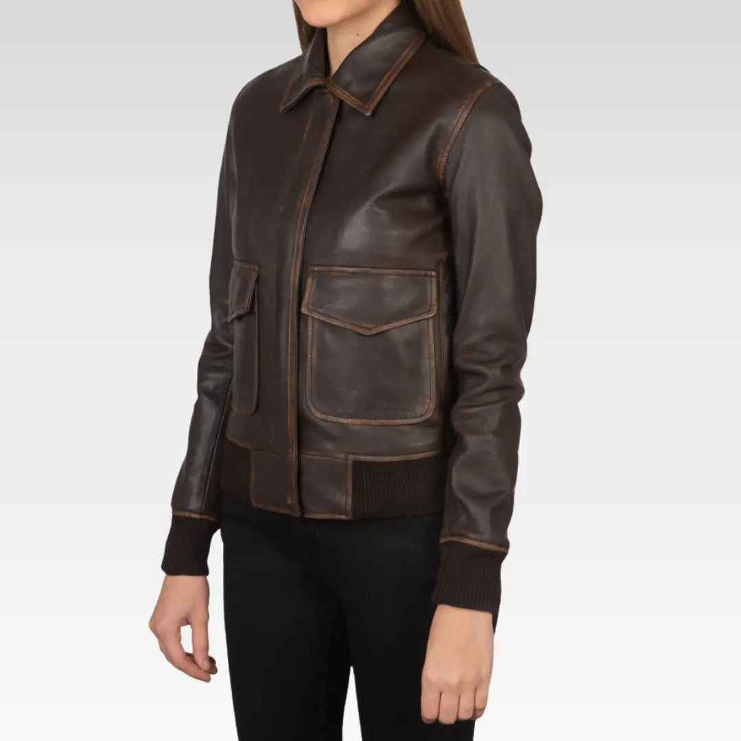 Westa A-2 Brown Leather Bomber Jacket