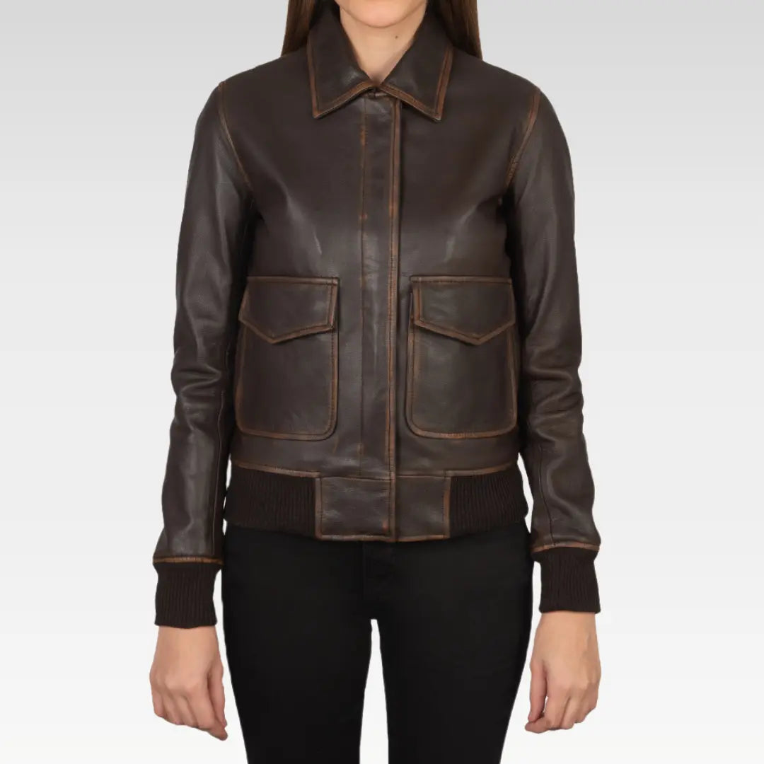 Westa A-2 Brown Leather Bomber Jacket