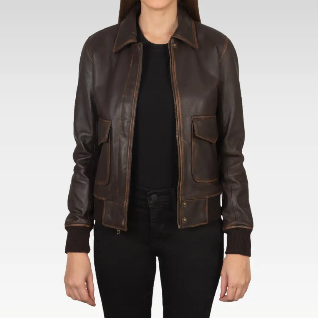 Westa A-2 Brown Leather Bomber Jacket
