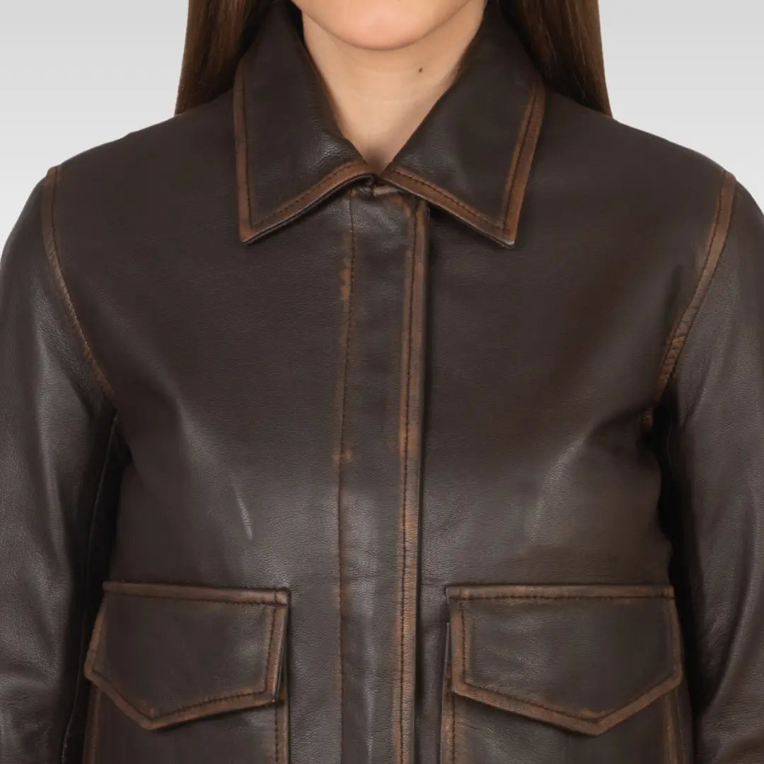 Westa A-2 Brown Leather Bomber Jacket