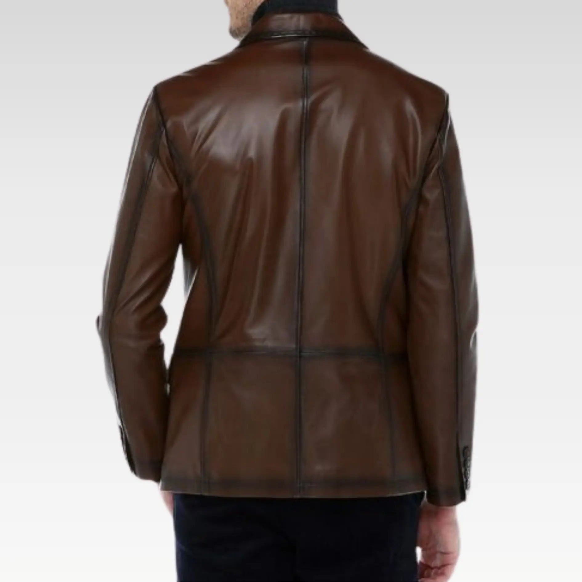 Wine Genuine Leather Blazer Brown