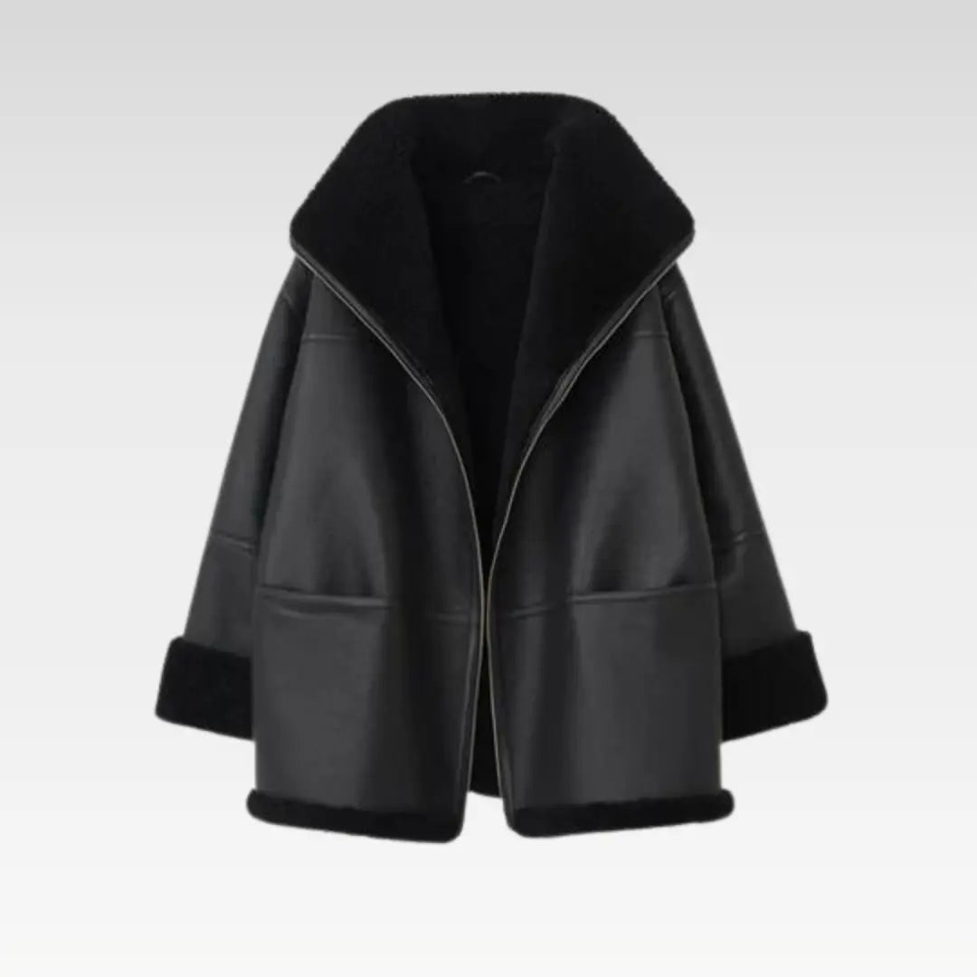 Women B3 RAF Aviator Black Styled Sheepskin Shearling Leather Jacket