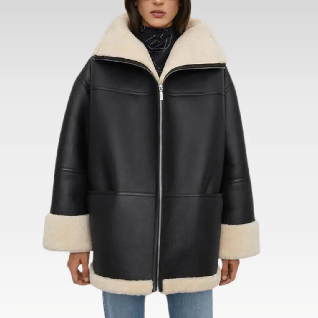 Women B3 RAF Aviator Styled Sheepskin Shearling Leather Jacket