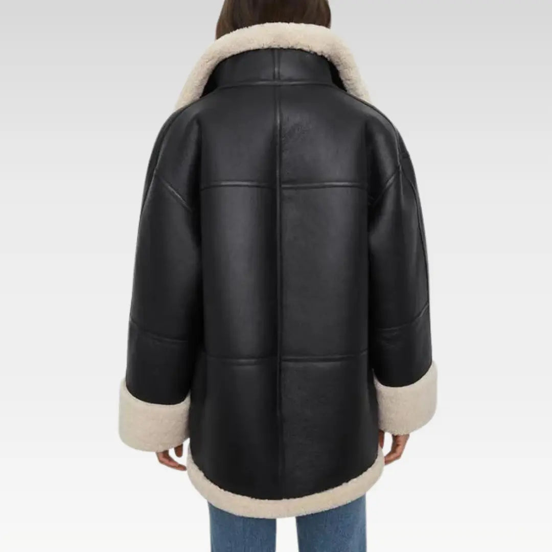 Women B3 RAF Aviator Styled Sheepskin Shearling Leather Jacket