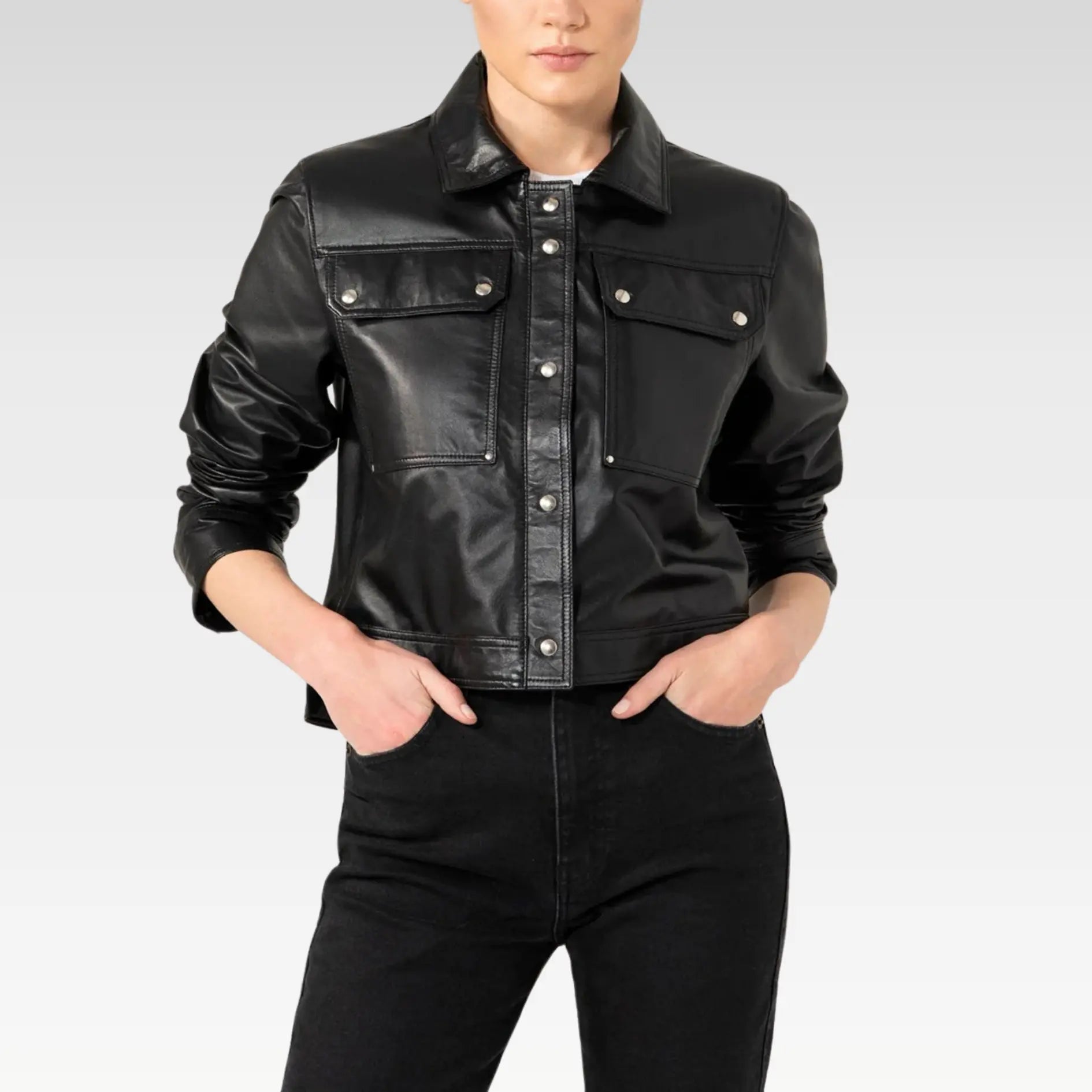 Women Black Unique Design Leather Jacket