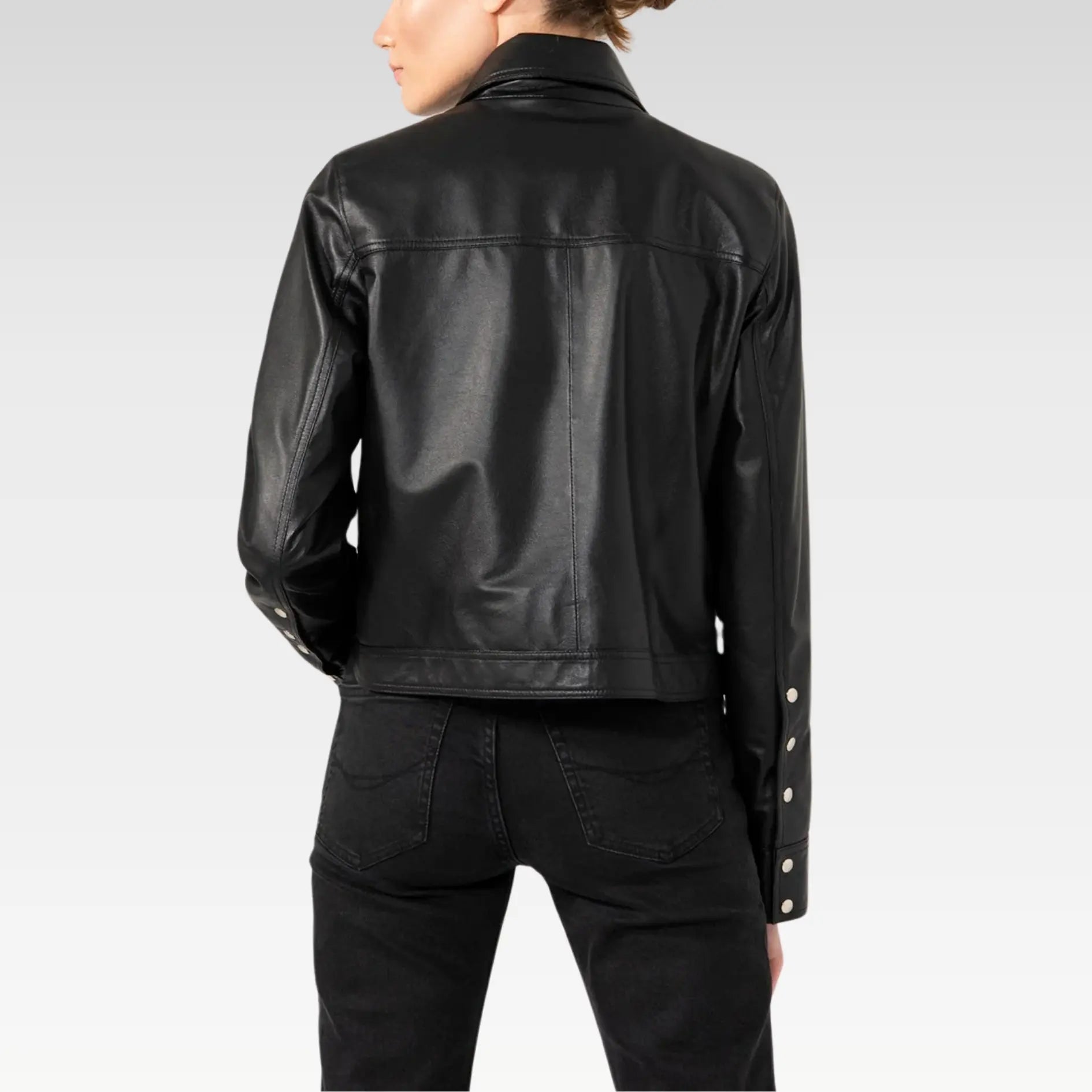 Women Black Unique Design Leather Jacket