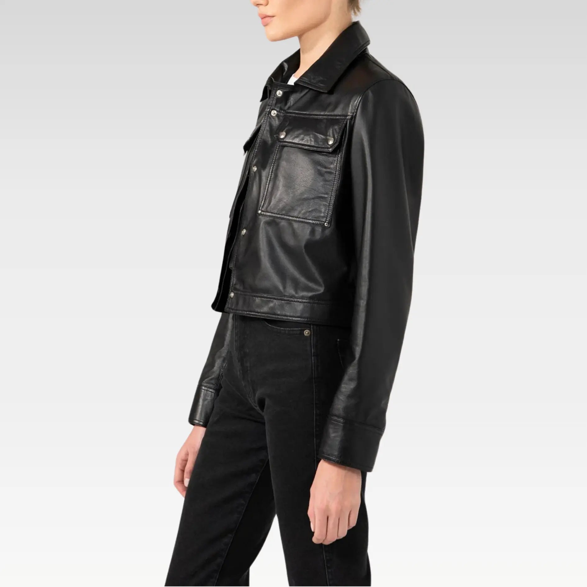 Women Black Unique Design Leather Jacket