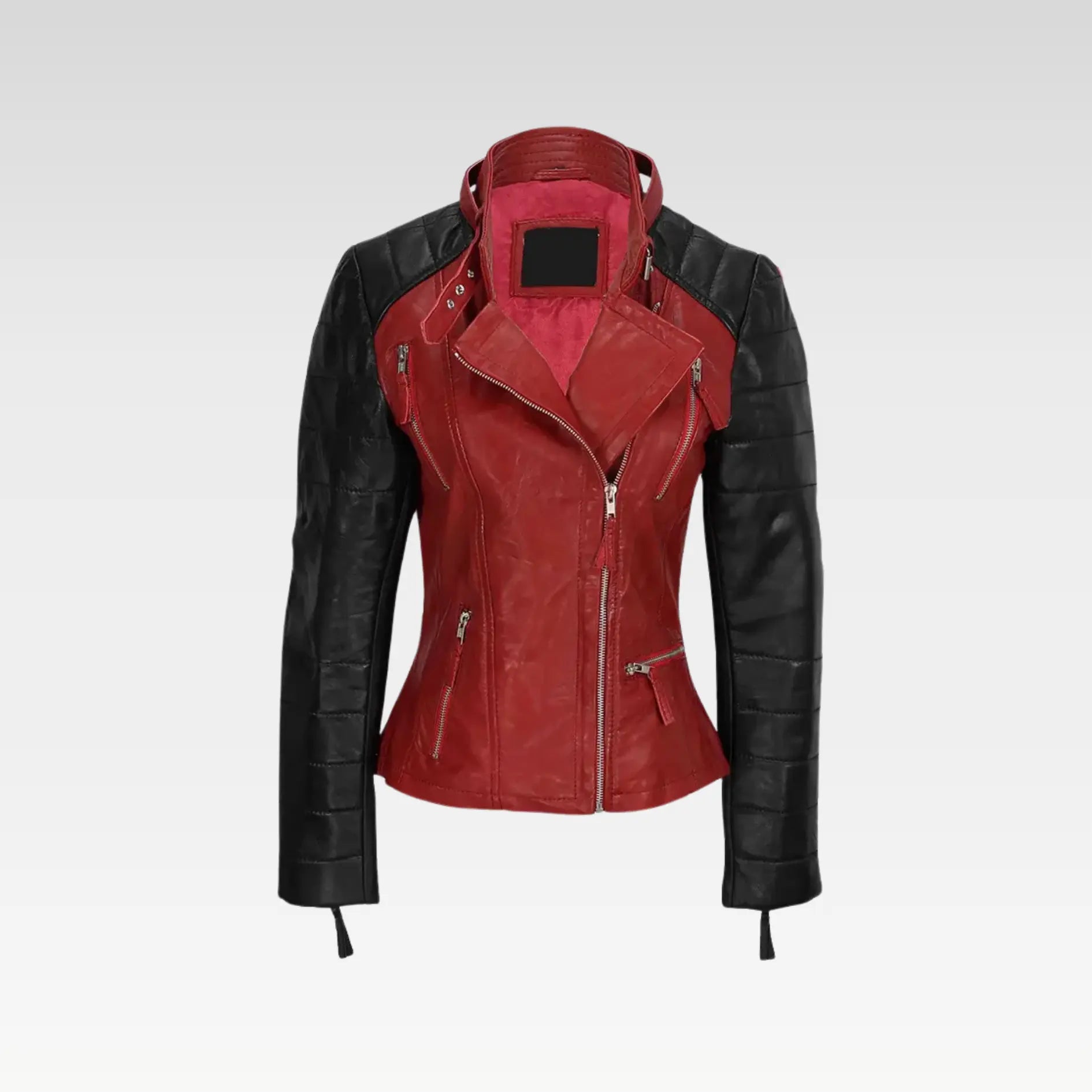 Women Black and Red Leather Jacket
