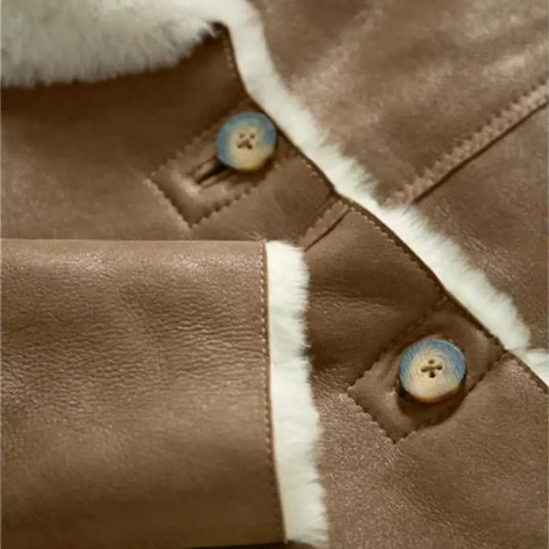 Women Camel Brown B3 Shearling Pilot Leather Aviator Jacket