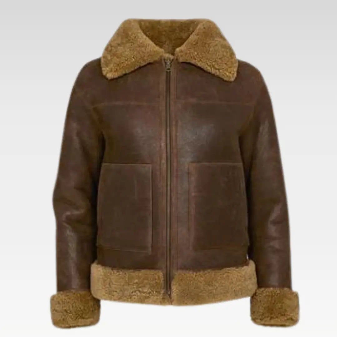 Women Flight Leather Bomber Aviator Jacket