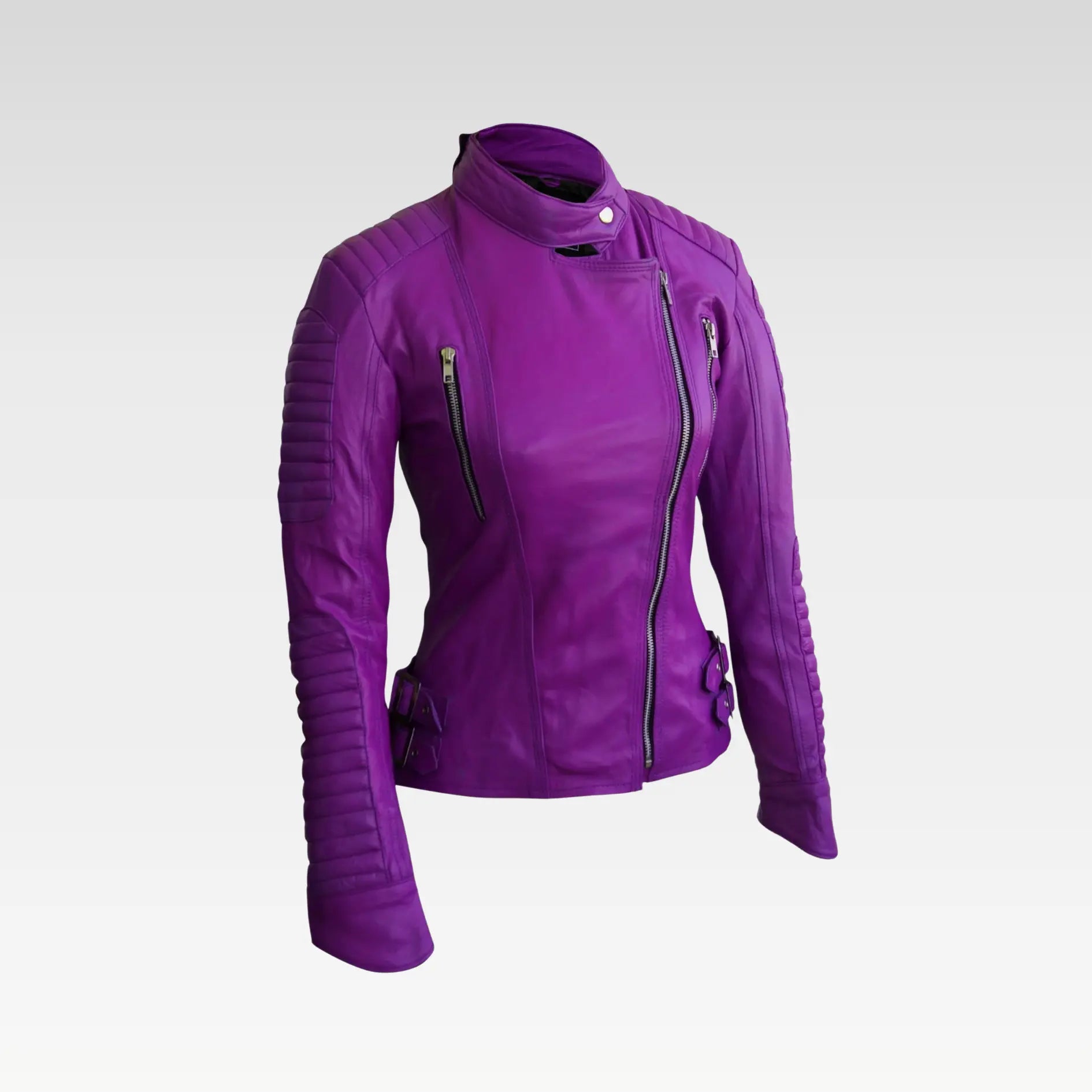 Women Purple Brando Leather Jacket