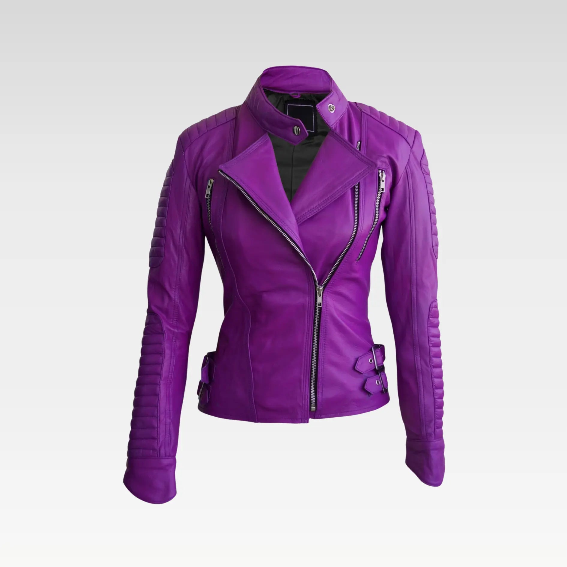 Women Purple Brando Leather Jacket