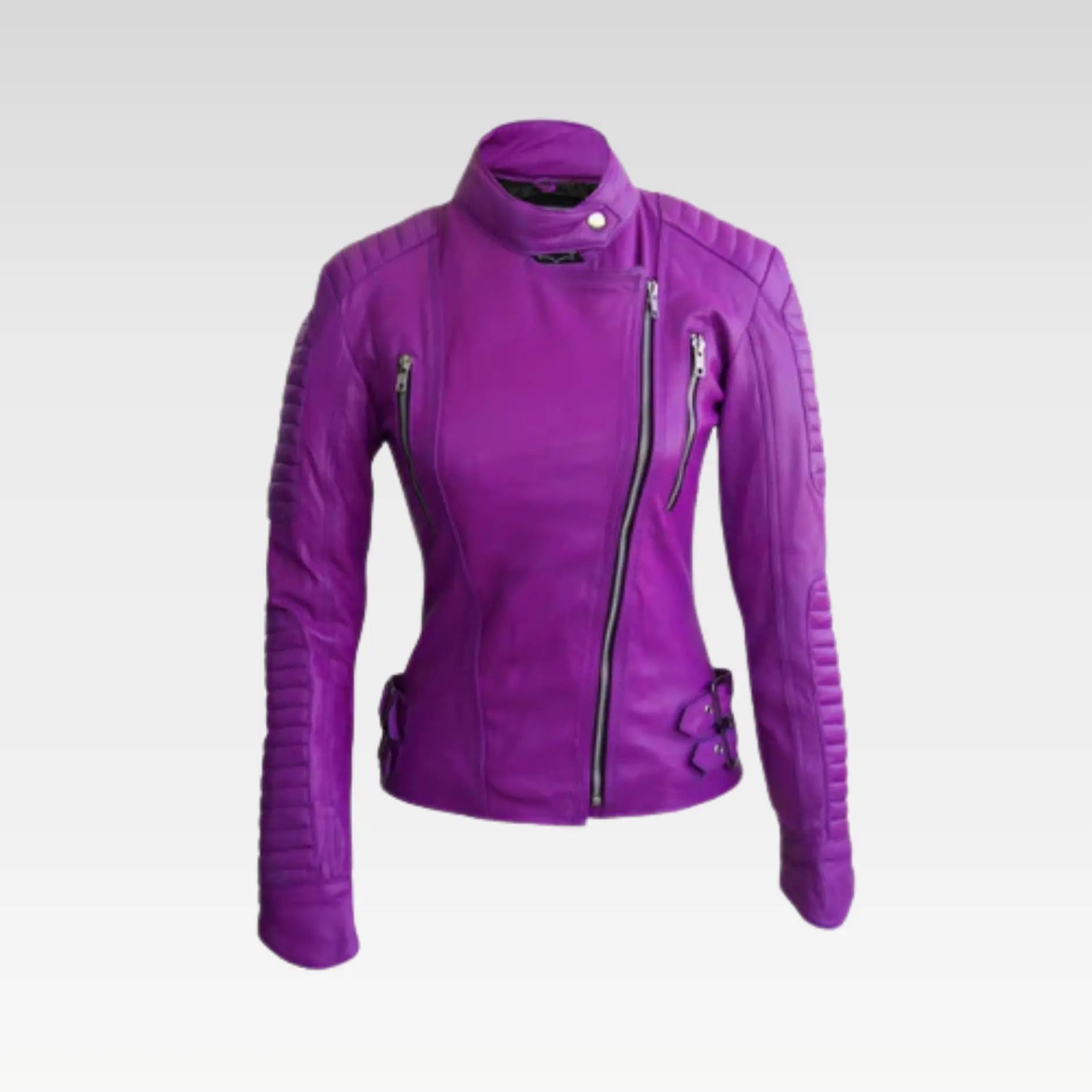 Women Purple Brando Leather Jacket